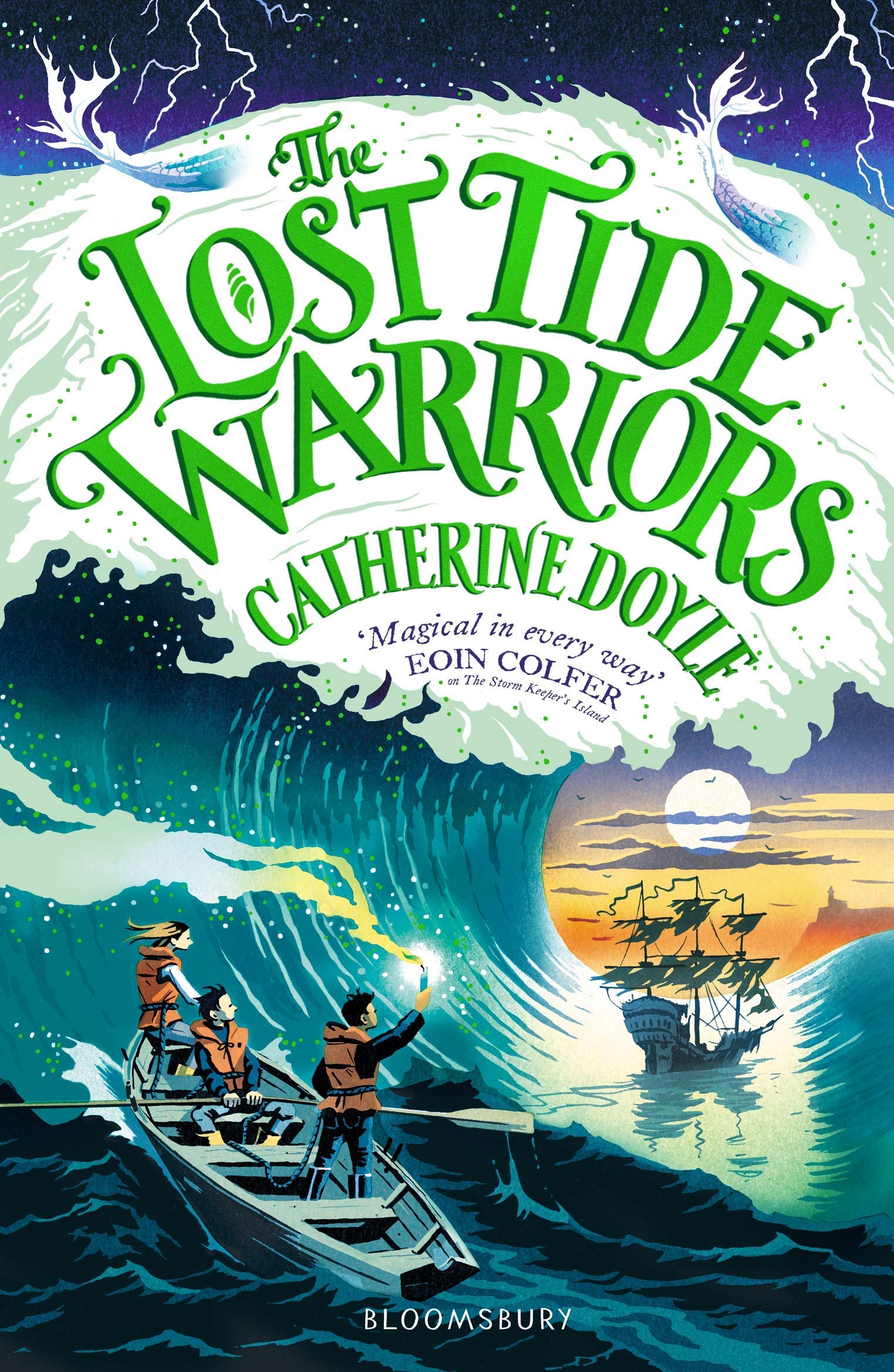 Three paperback books from the Storm Keeper Trilogy by Catherine Doyle, featuring vibrant covers and engaging designs.