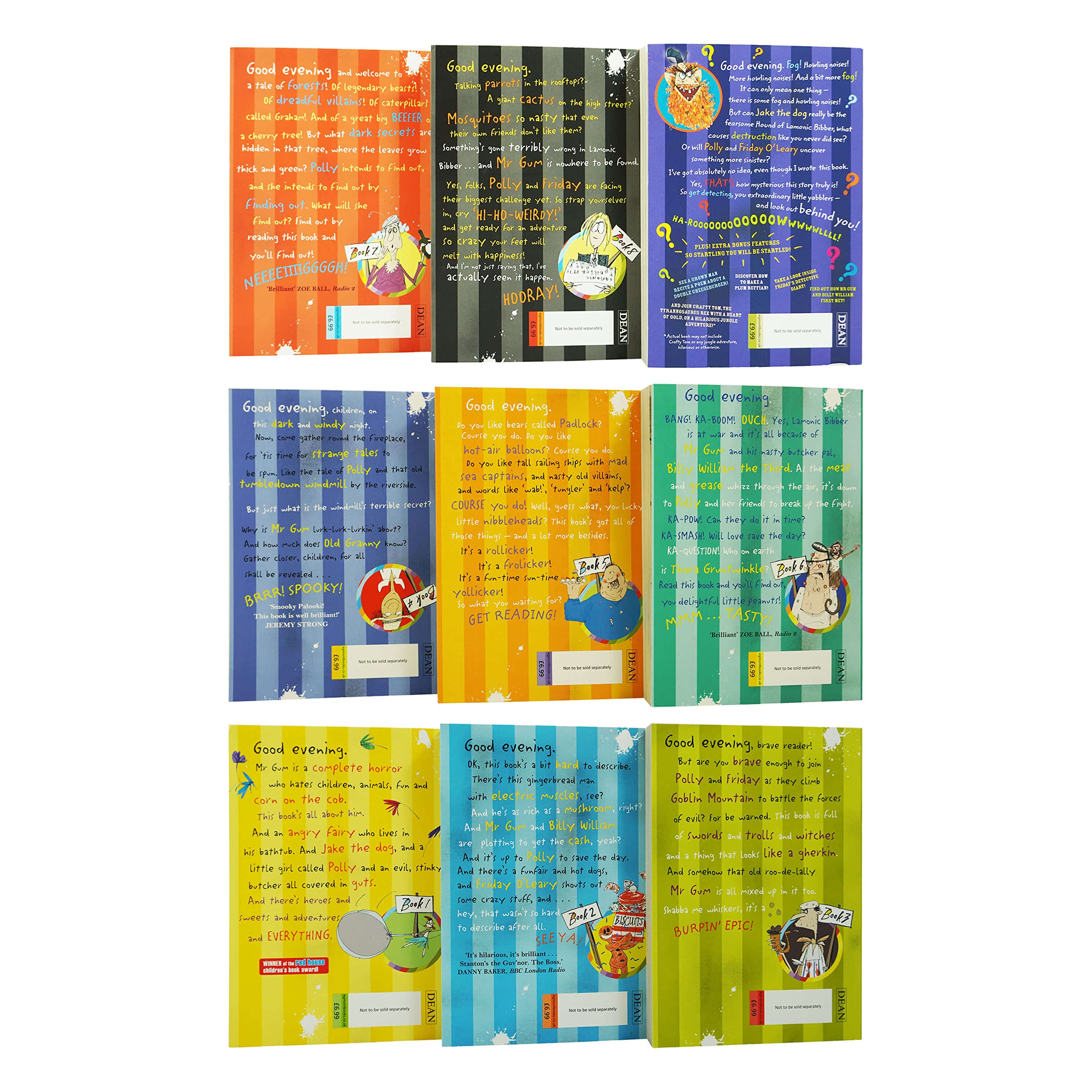 Mr Gum Series Collection by Andy Stanton, 8 paperback books for ages 7-9, featuring colorful covers and engaging illustrations.