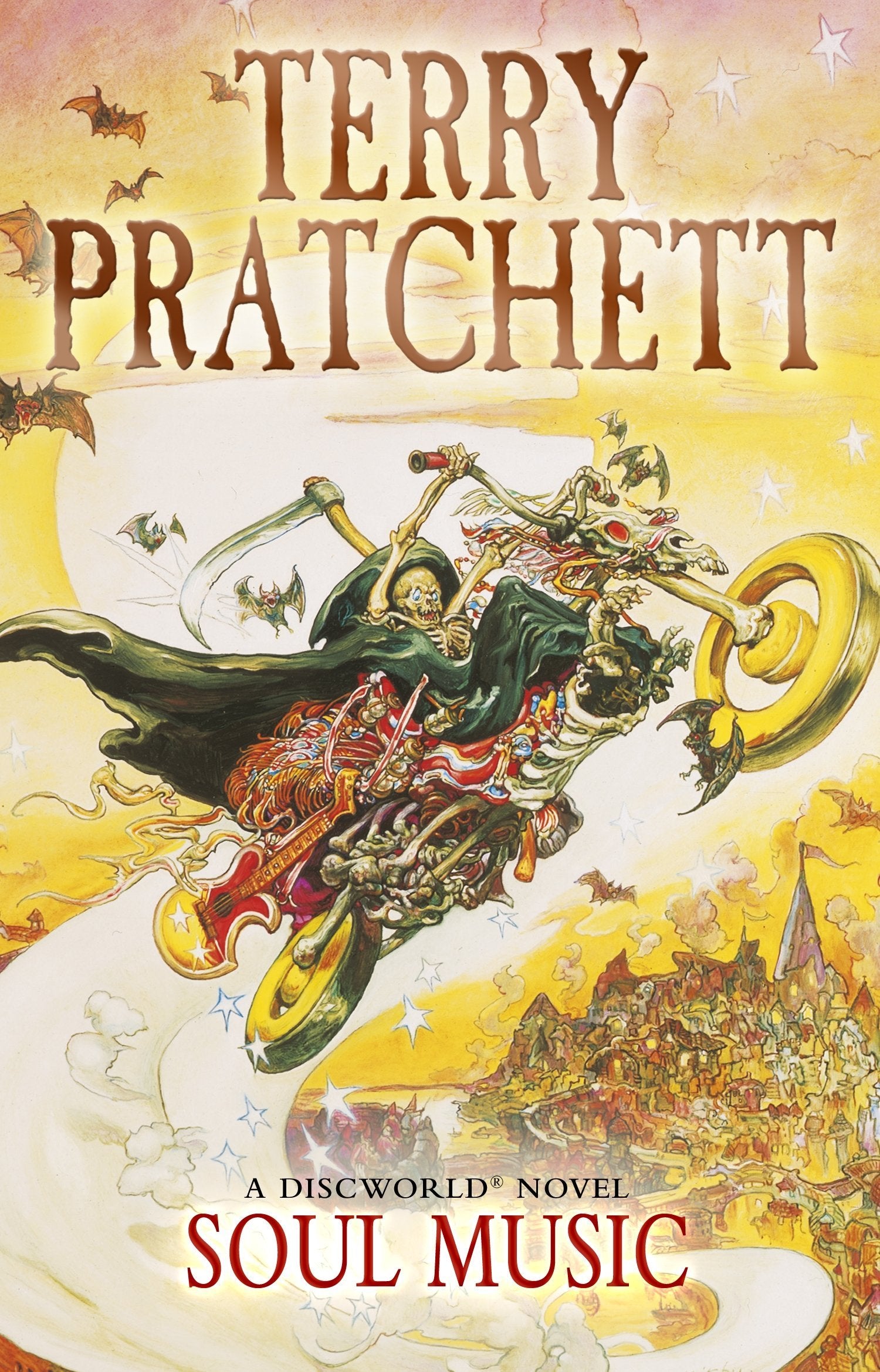 Terry Pratchett's Discworld Series 10-book collection set in paperback, featuring colorful covers and engaging fantasy art.