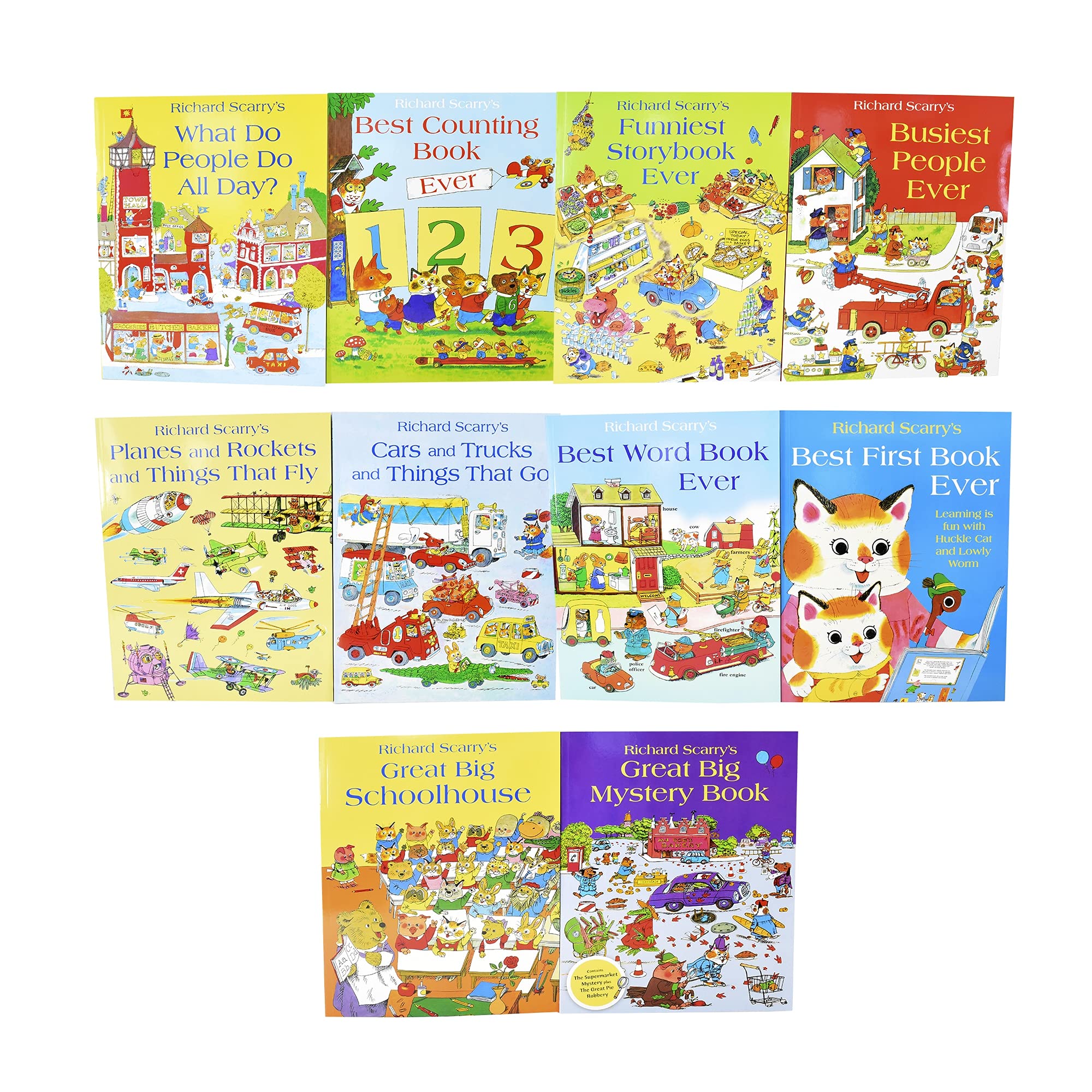 Richard Scarry's Best Collection Ever book set featuring 10 colorful paperback children's books for ages 3–7.