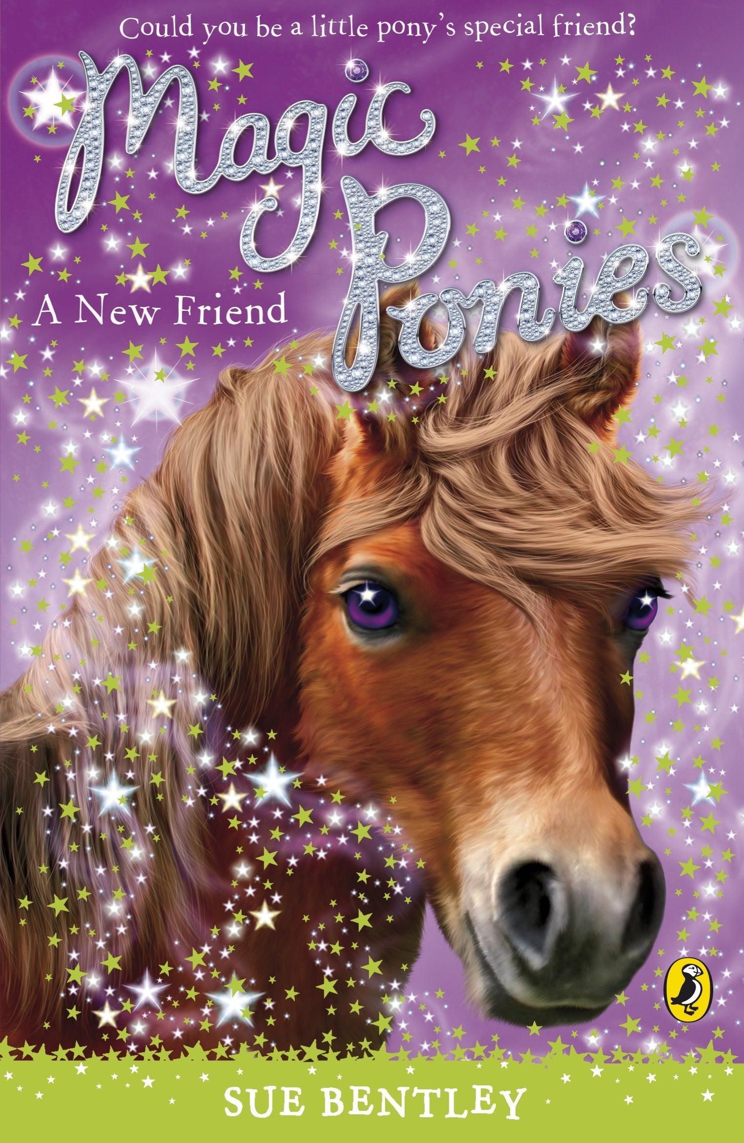 Five paperback books from the Magic Ponies series by Sue Bentley, featuring colorful covers and whimsical pony illustrations.