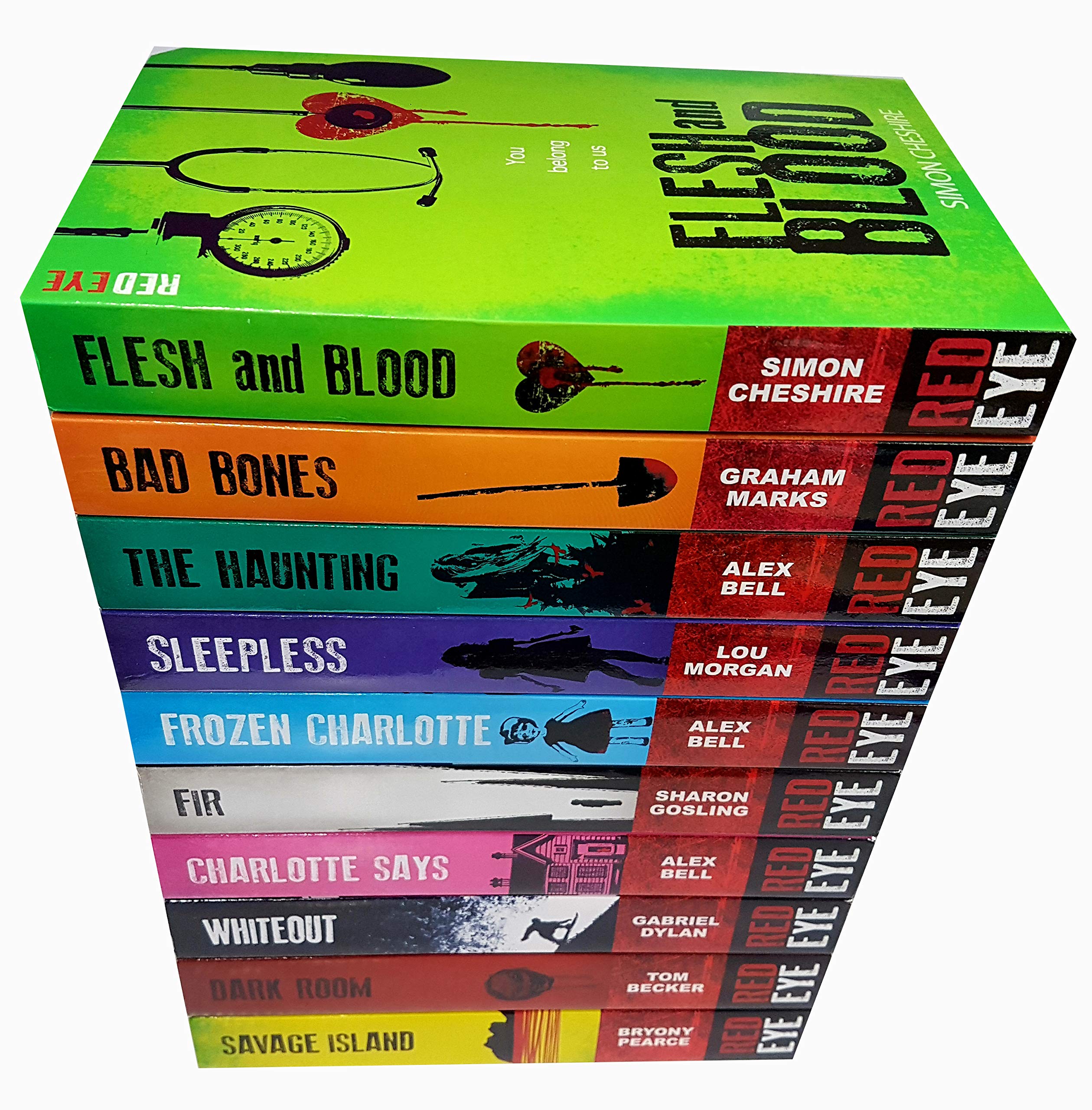 Red Eye Series 9 Books Collection Set in paperback by Various Authors, featuring a striped cover design.