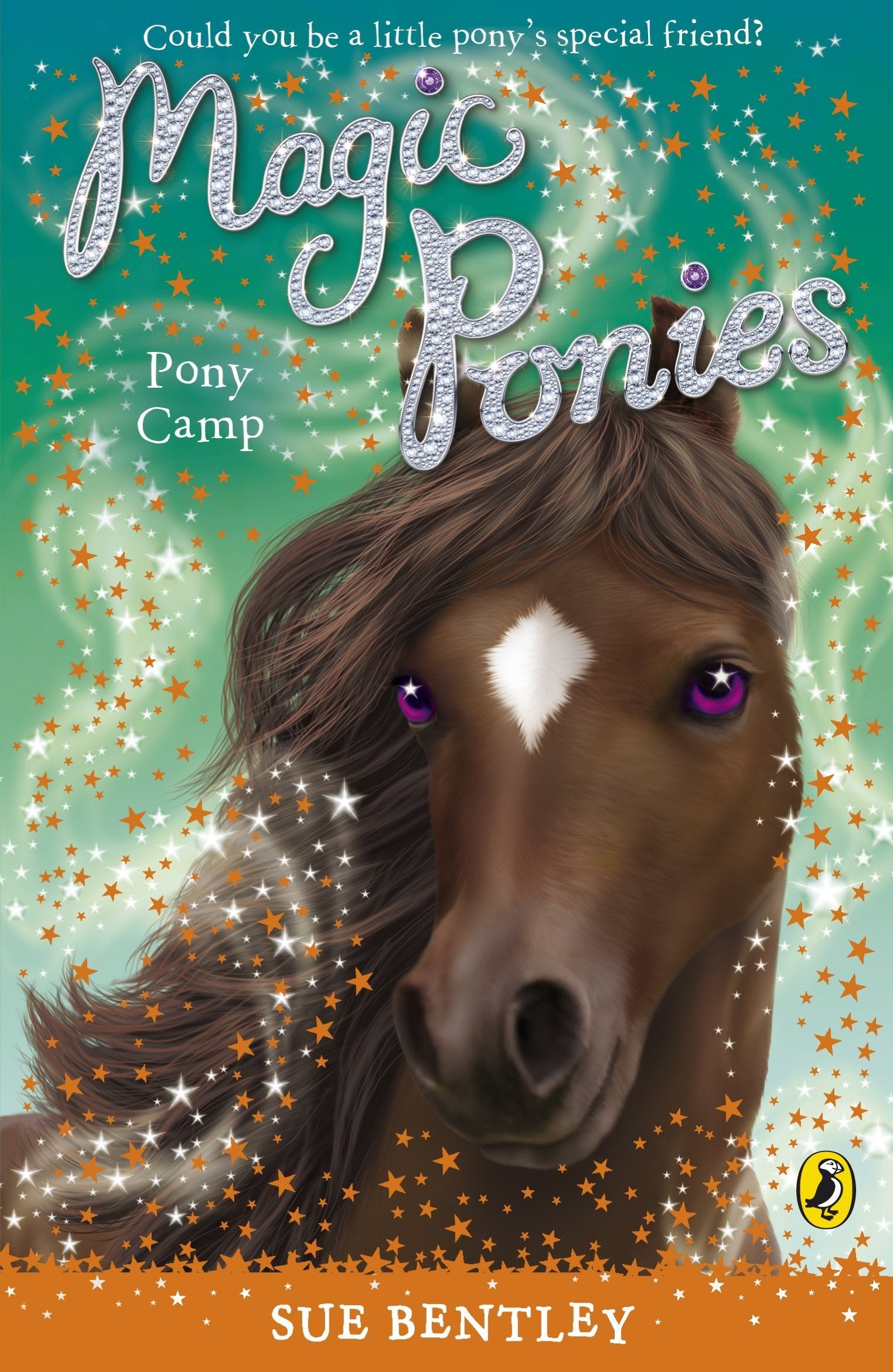 Five paperback books from the Magic Ponies collection by Sue Bentley, featuring colorful covers and whimsical illustrations.