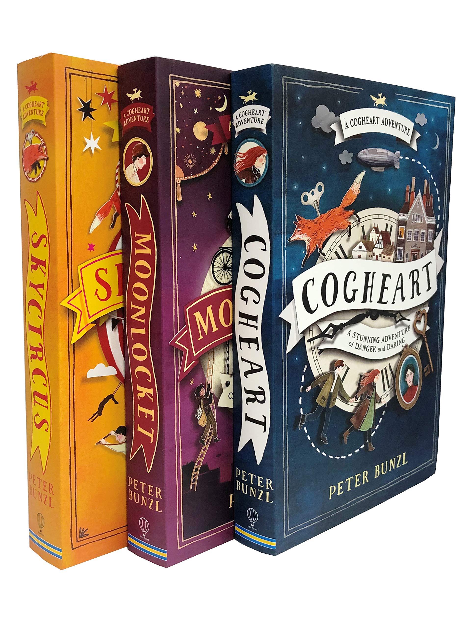 Cogheart Adventures by Peter Bunzl paperback book collection set featuring three fiction titles for young readers.