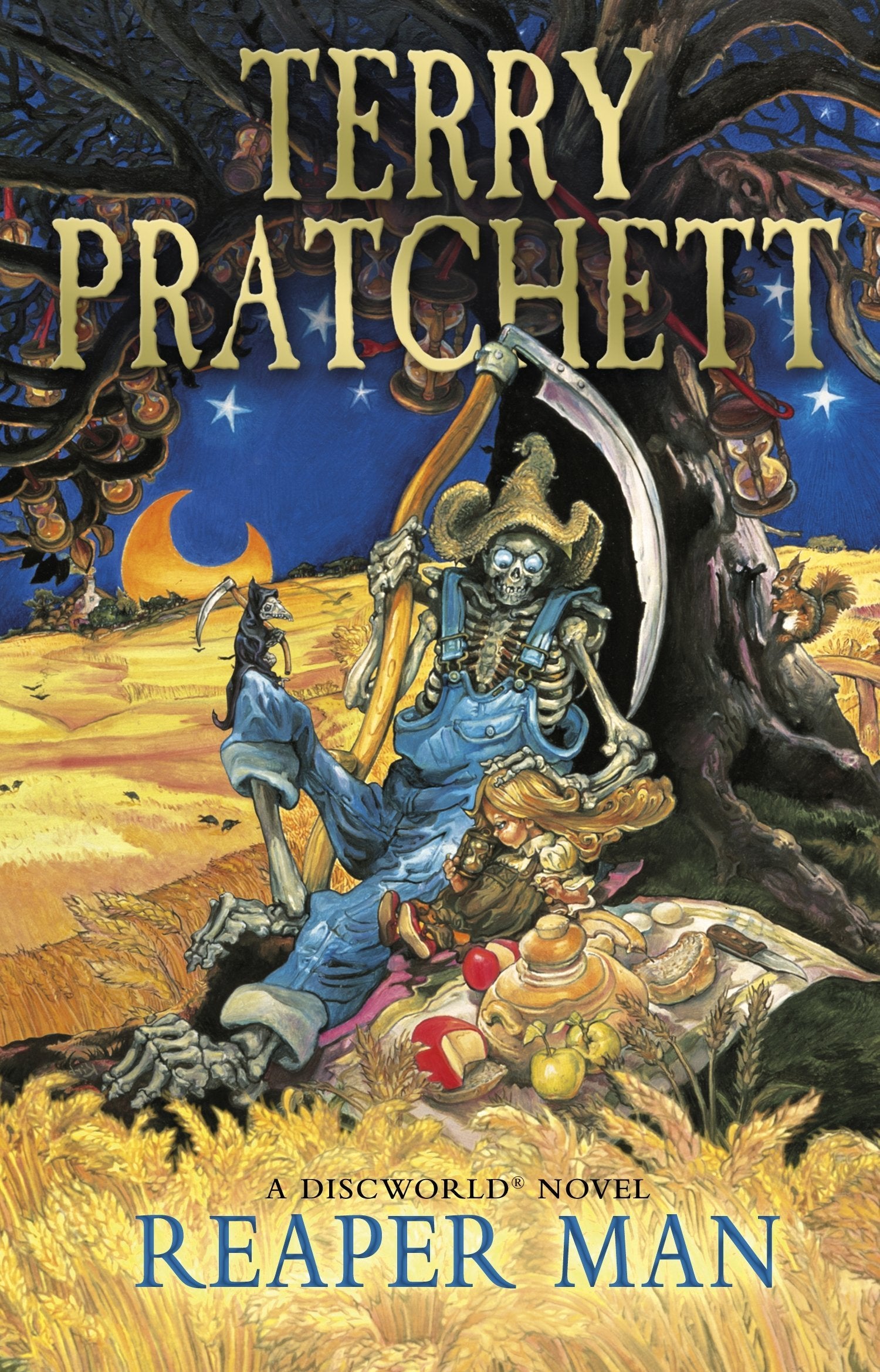Discworld Series by Terry Pratchett, 10 paperback books collection set stacked on a wooden surface.