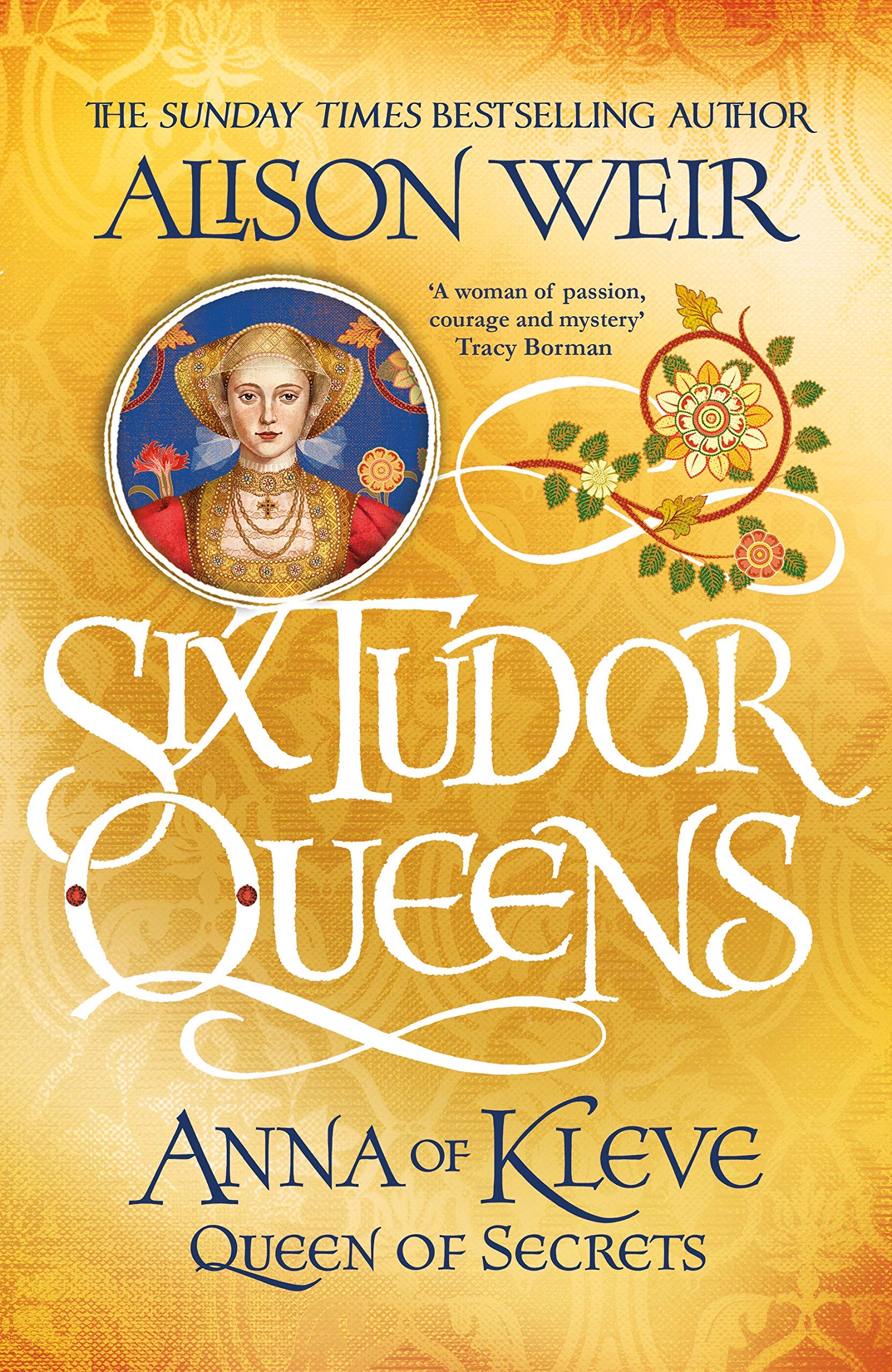 Four hardback books from the Six Tudor Queens collection by Alison Weir, featuring historical fiction covers and spines.