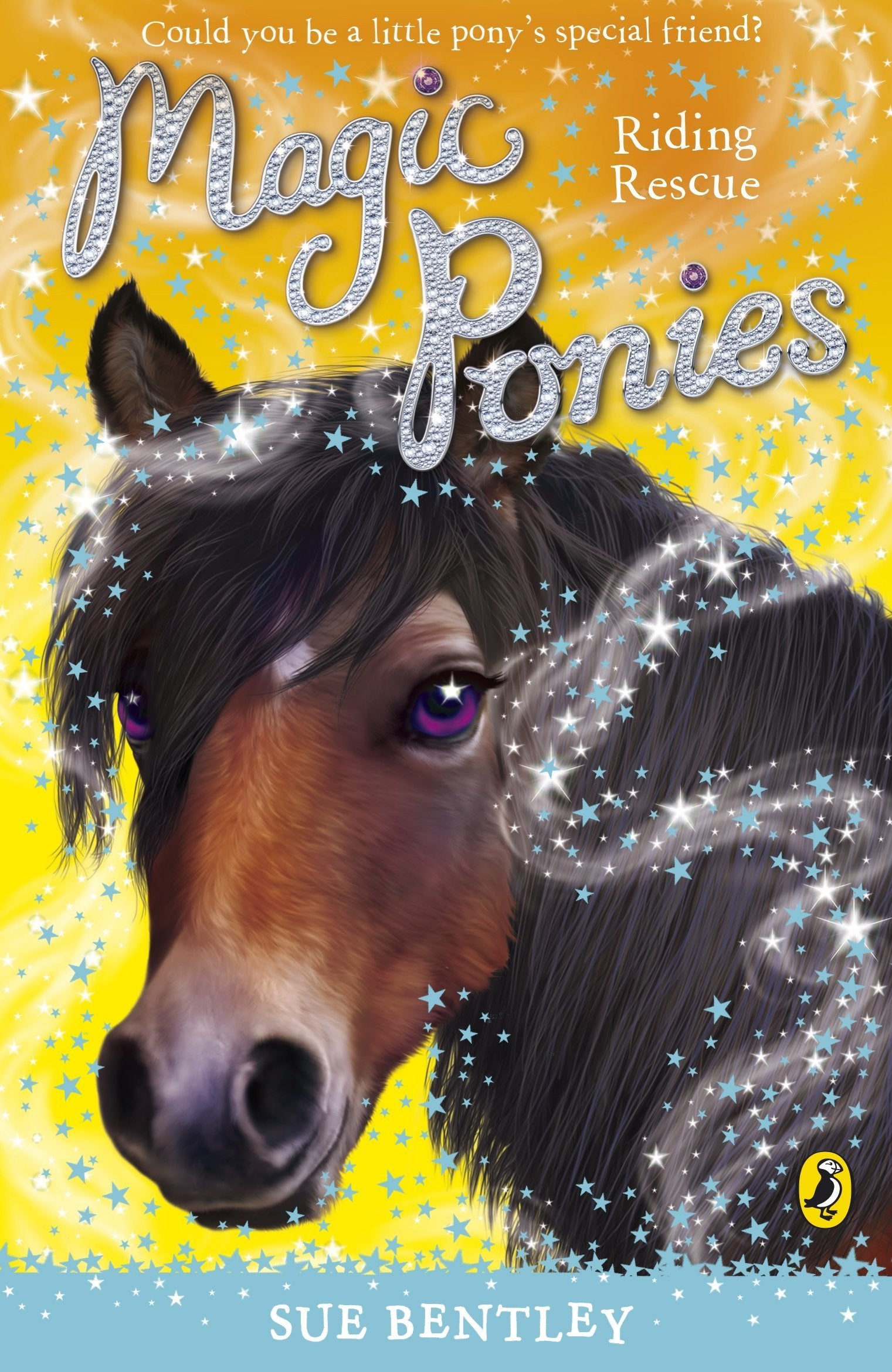 Five paperback books from the Magic Ponies collection by Sue Bentley, featuring colorful covers and enchanting pony illustrations.