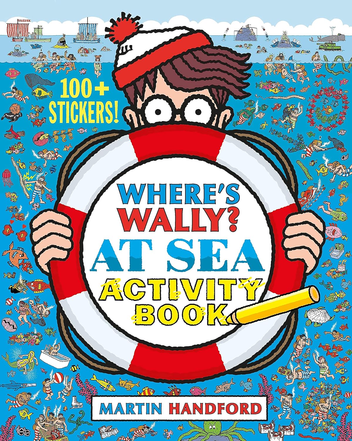 Set of eight Where's Wally paperback books by Martin Handford featuring colorful illustrations for children ages 5 and up.
