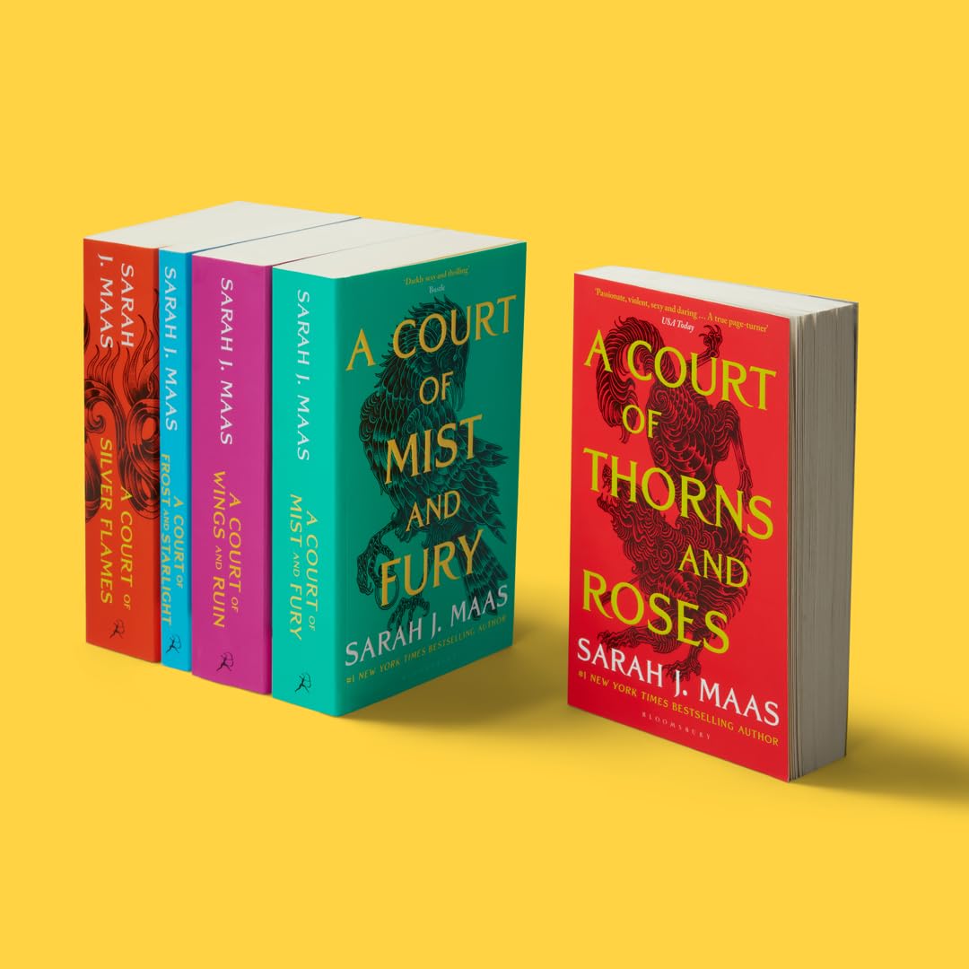 Back cover and spine detail of the A Court of Thorns and Roses paperback box set