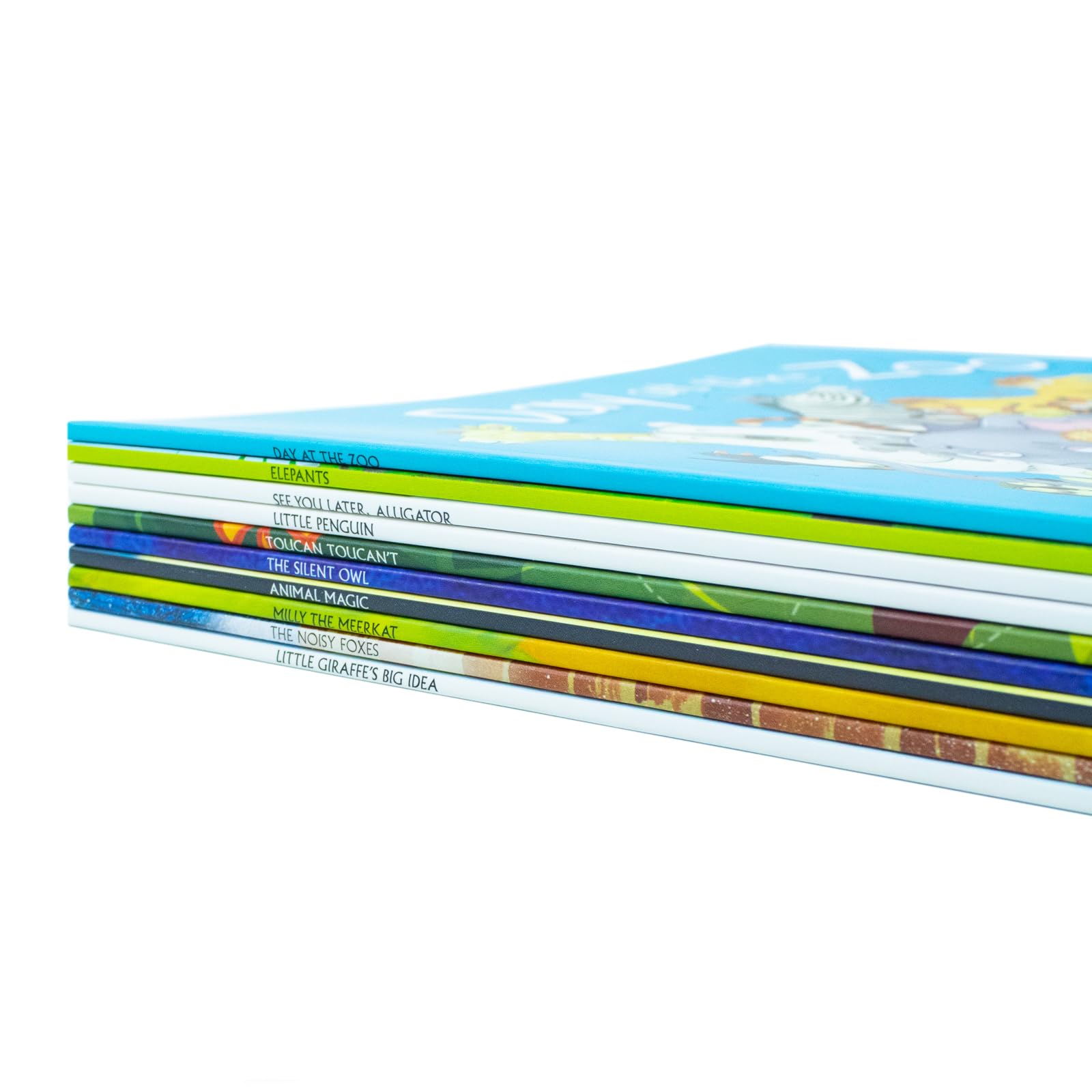 Individual book covers from the set including The Silent Owl and Milly the Meerkat paperback storybooks