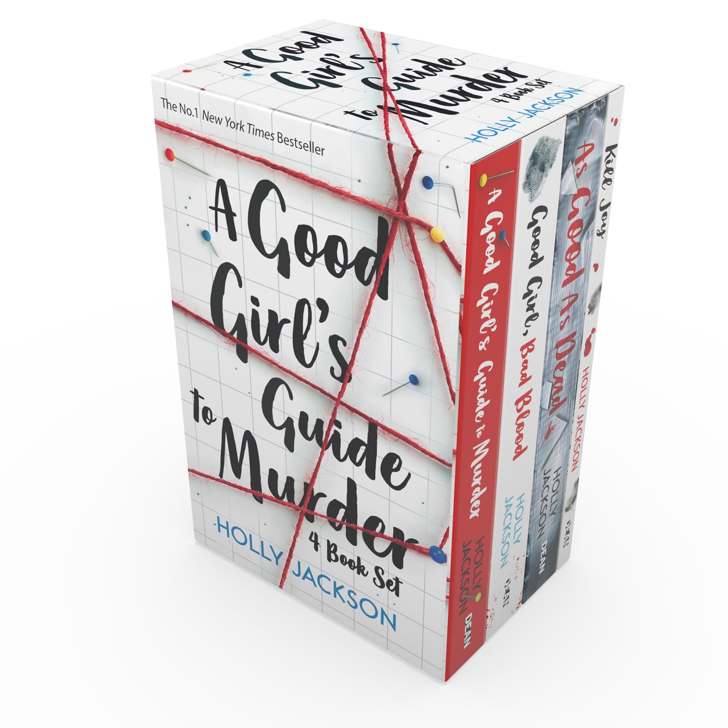 A Good Girl's Guide to Murder 4-book paperback set by Holly Jackson - front covers of all four books fanned out