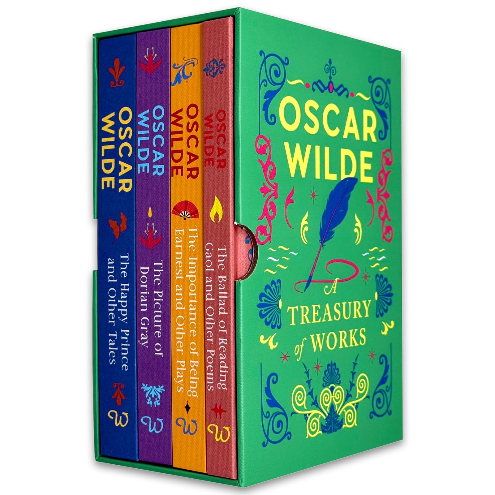 A Treasury of Works Oscar Wilde 4 Book Hardcover Box Set front cover showing the boxed slipcase
