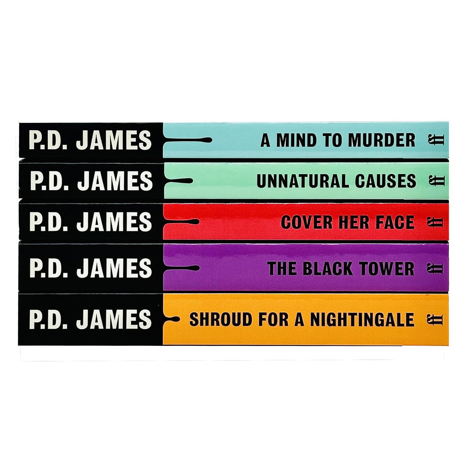 All five paperback books in the Adam Dalgliesh Series by P. D. James fanned out, showing the spines and cover art of each title in the set.