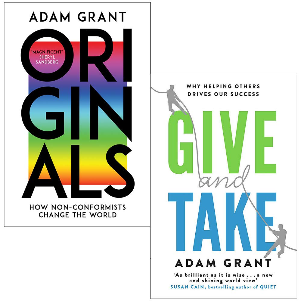 Front covers of Adam Grant's Originals and Give and Take paperback 2 books collection set