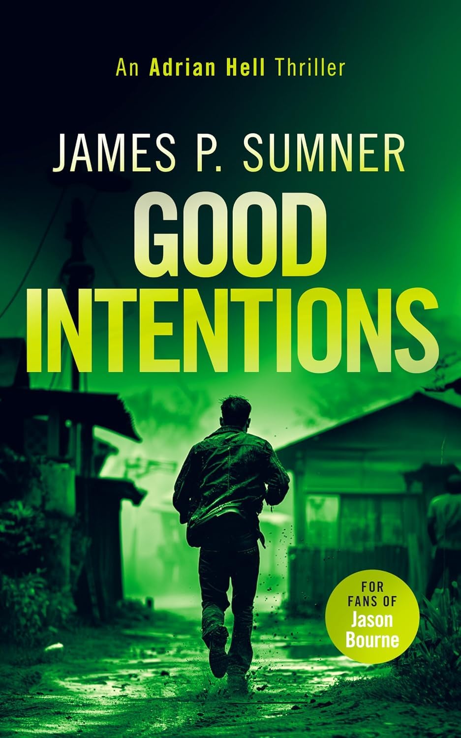 All 10 paperback books of the Adrian Hell series by James P. Sumner fanned out together