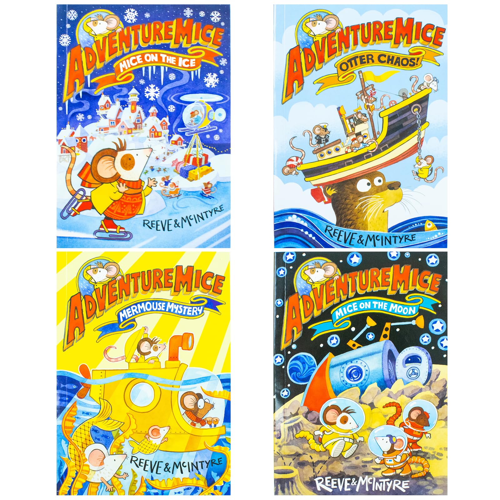 Adventuremice paperback set back cover showing series description and Pedro the mouse artwork