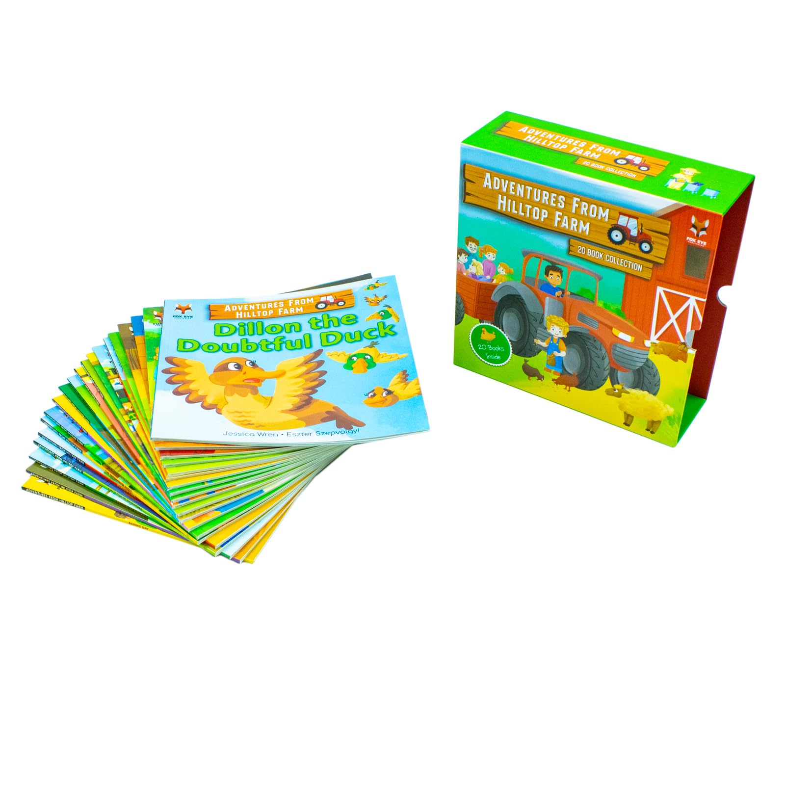 Full Adventures From Hilltop Farm 20-book paperback collection set displayed together
