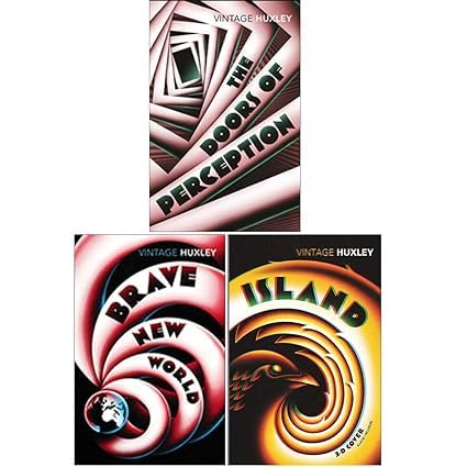 Aldous Huxley 3 Books Collection Set paperback - front cover of Brave New World, Island, and The Doors of Perception