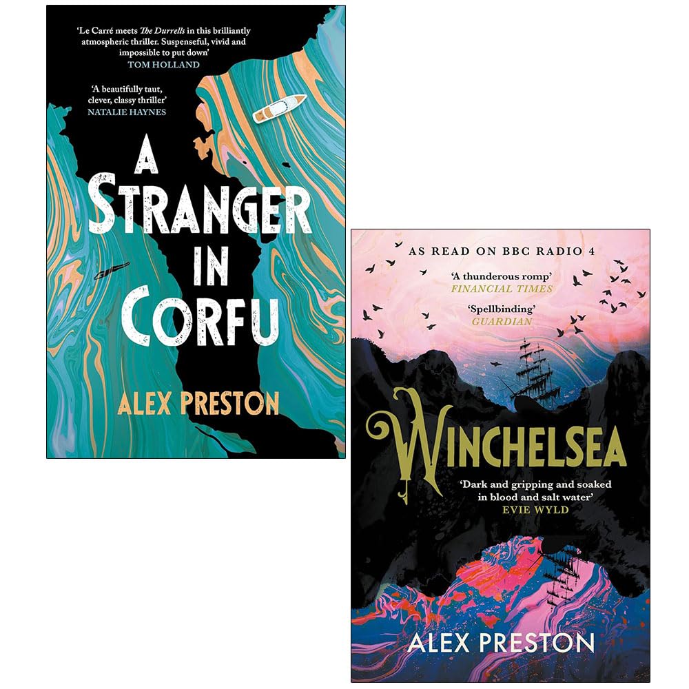 Alex Preston 2 Books Collection Set front cover featuring A Stranger in Corfu and Winchelsea paperback fiction books