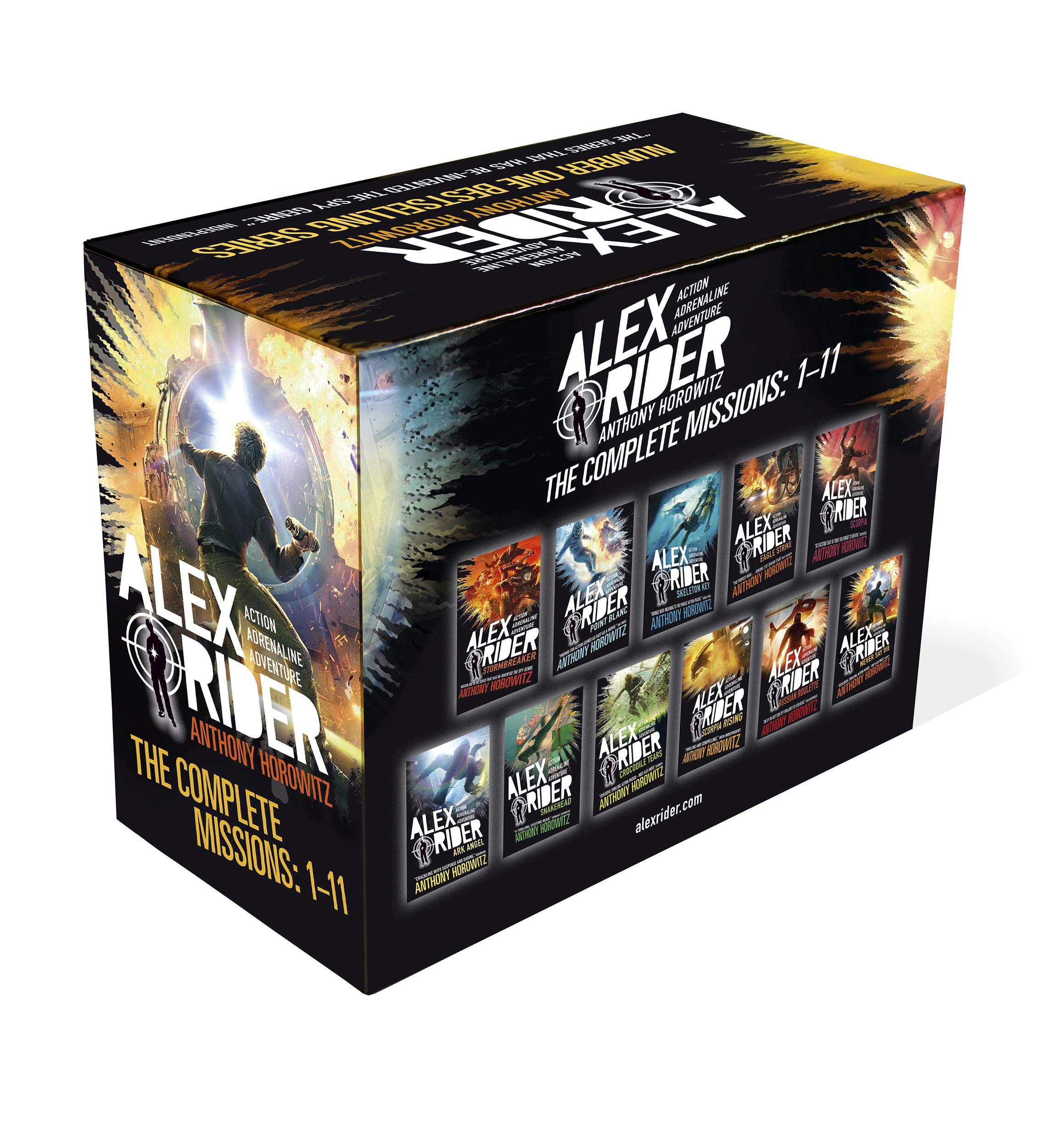 Alex Rider 11 Books Collection Set - all eleven paperback titles fanned out showing full series lineup