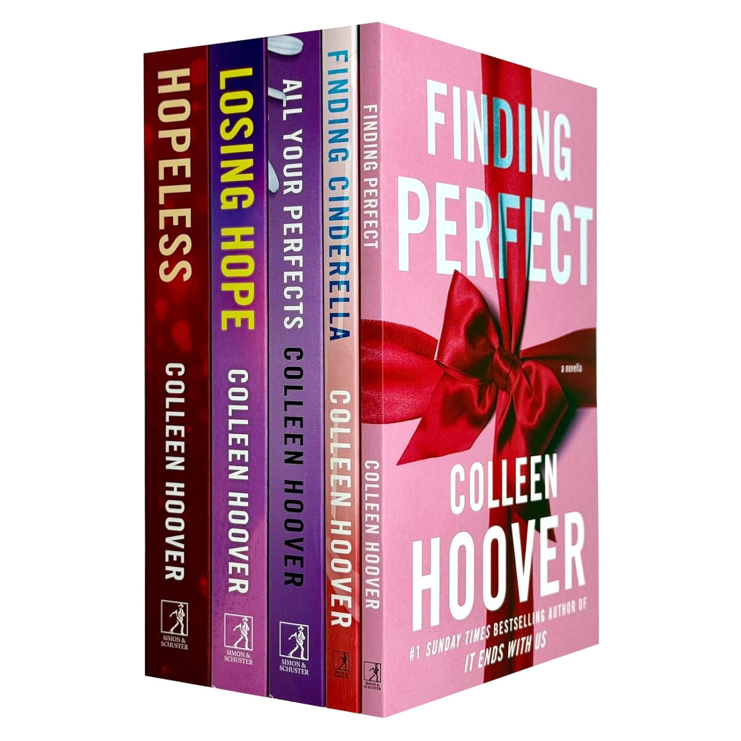 Five paperback Colleen Hoover Hopeless Series books including All Your Perfects, featuring fiction novels from Simon & Schuster UK Ltd.