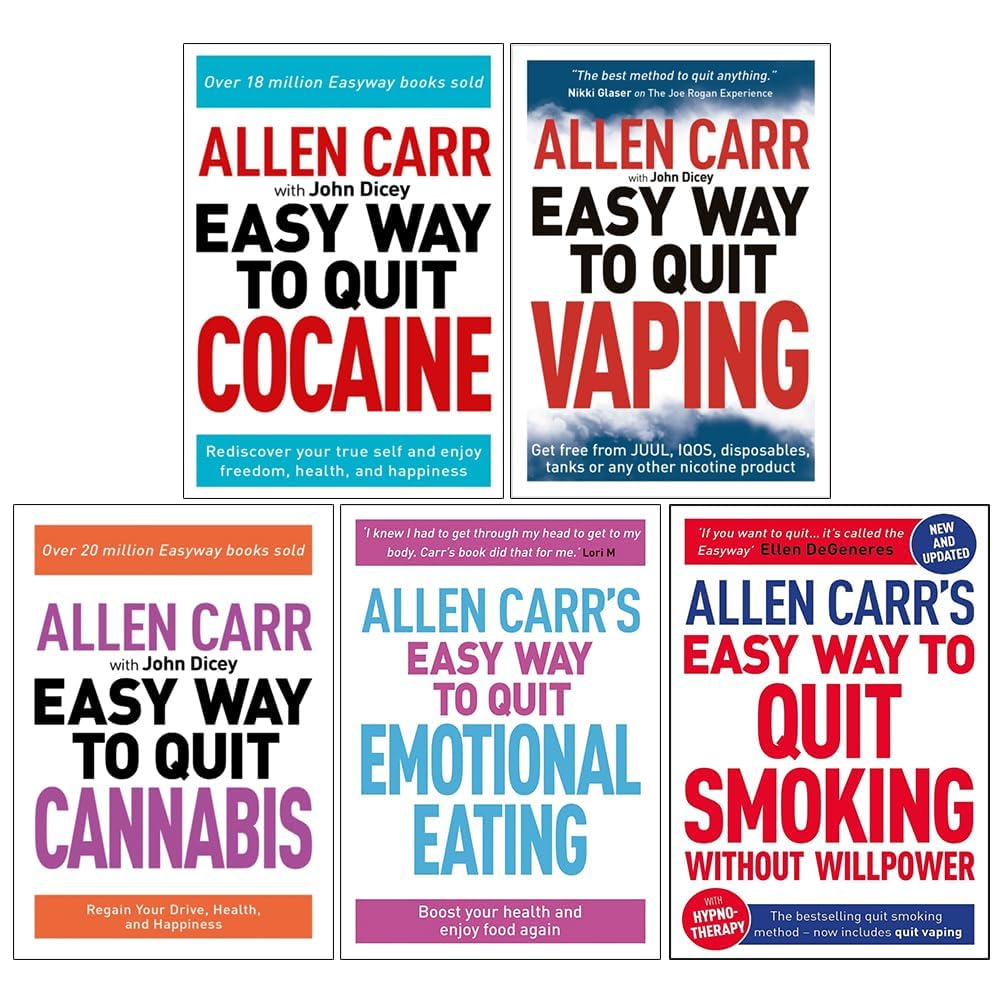 Allen Carr's Easyway 5 Books Collection Set paperback front cover, Allen Carr and John Dicey
