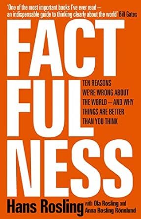 Close-up of Factfulness paperback cover by Hans Rosling, Ola Rosling, and Anna Rosling Rönnlund