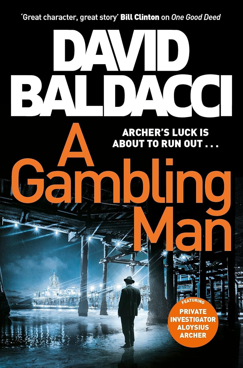 Close-up of an Aloysius Archer paperback spine and cover detail from the David Baldacci crime fiction set