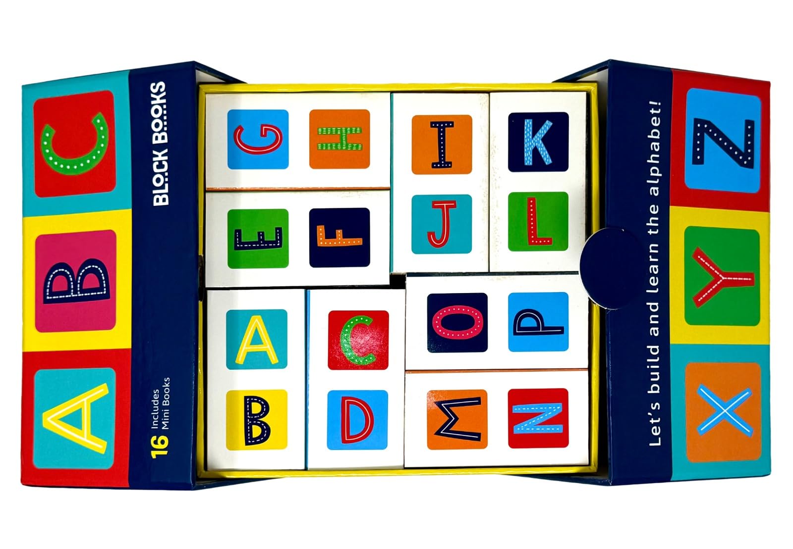 Back of the Alphabet Learning 16 Books Collection Set box showing product details and age range