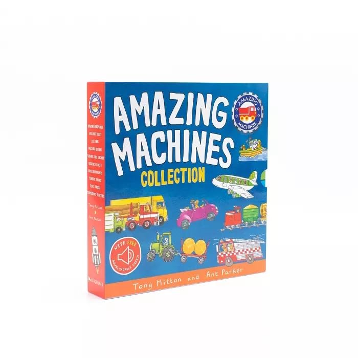 Amazing Machines 10 book paperback collection - full set of titles including Terrific Trains and Roaring Rockets fanned out