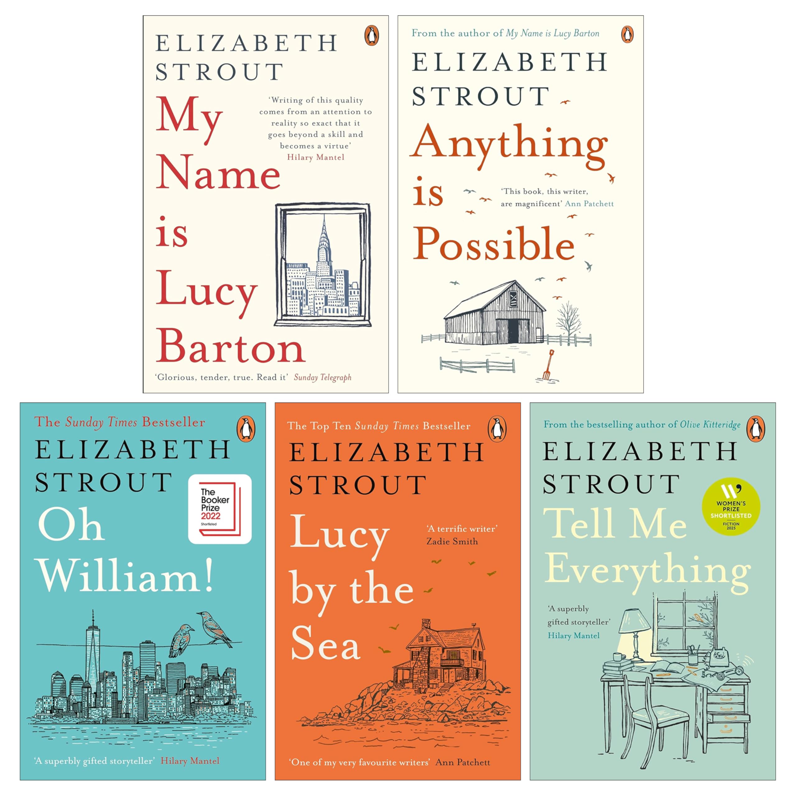 Amgash Series by Elizabeth Strout - full 5-book paperback collection including My Name Is Lucy Barton and Tell Me Everything