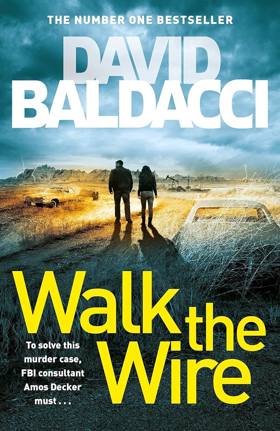 Seven Amos Decker paperback novels by David Baldacci arranged flat, showing full set together.