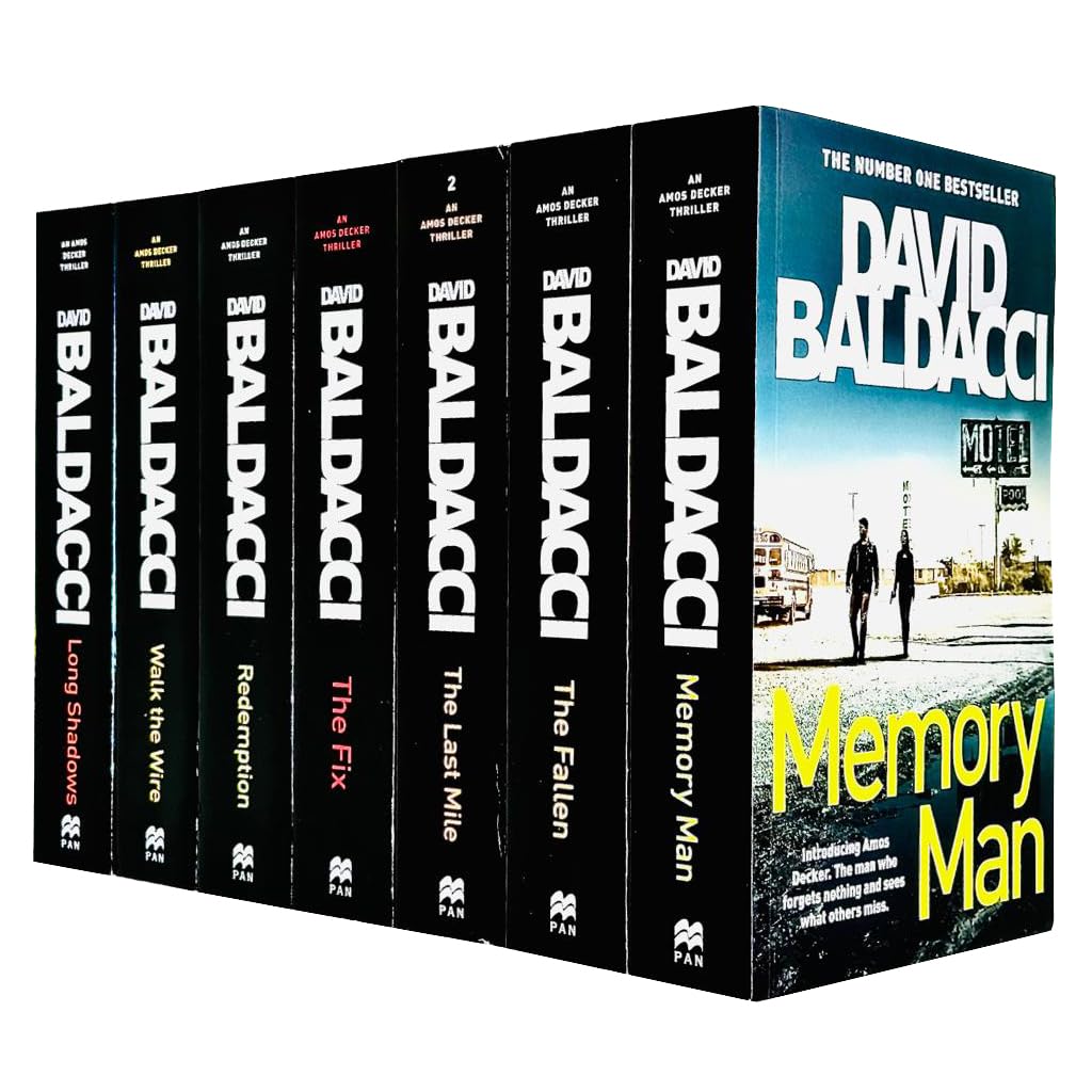 Front cover view of the complete 7-book Amos Decker paperback thriller series by David Baldacci.