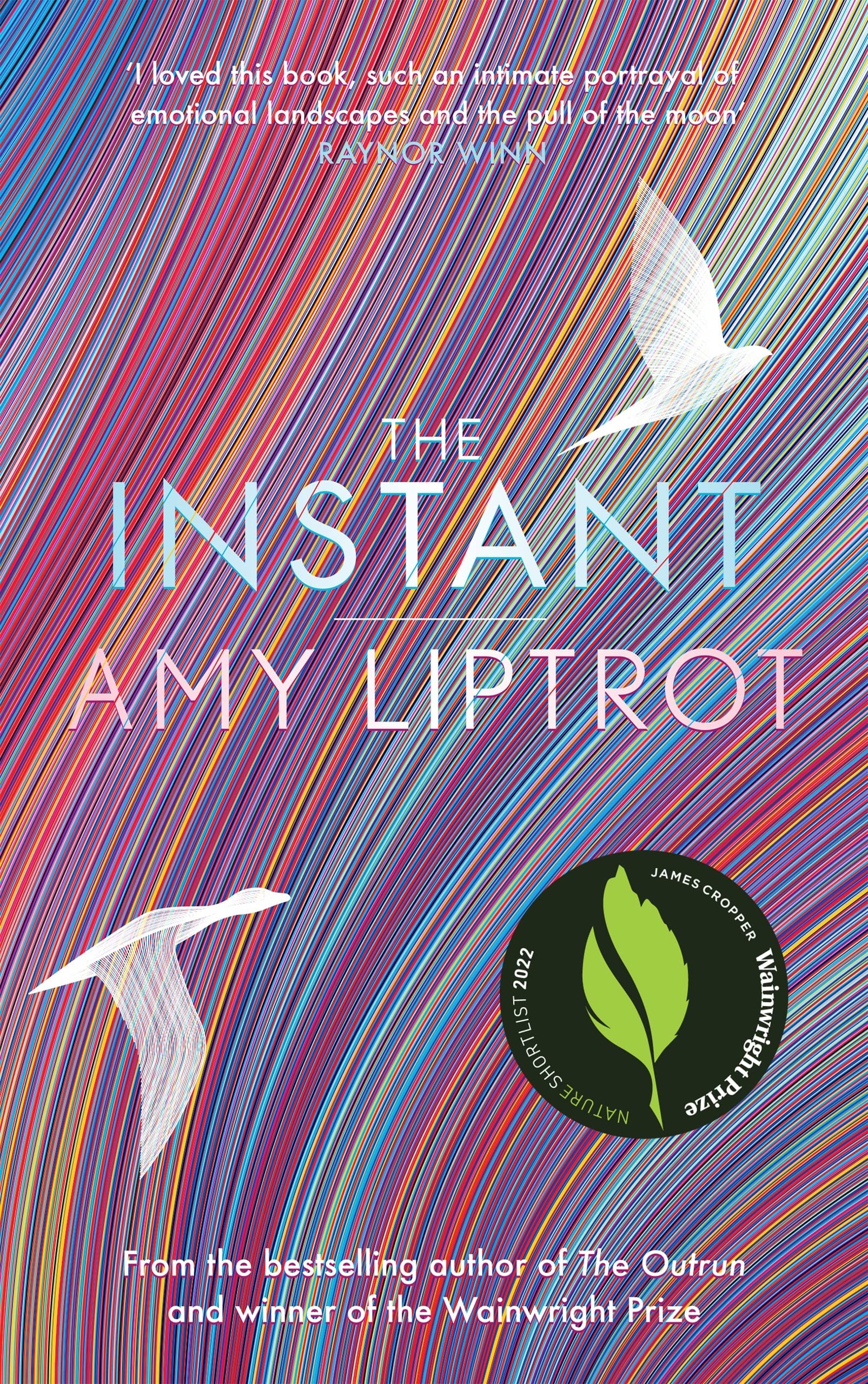 Back cover of Amy Liptrot's The Outrun and The Instant memoir set with book descriptions and reviews