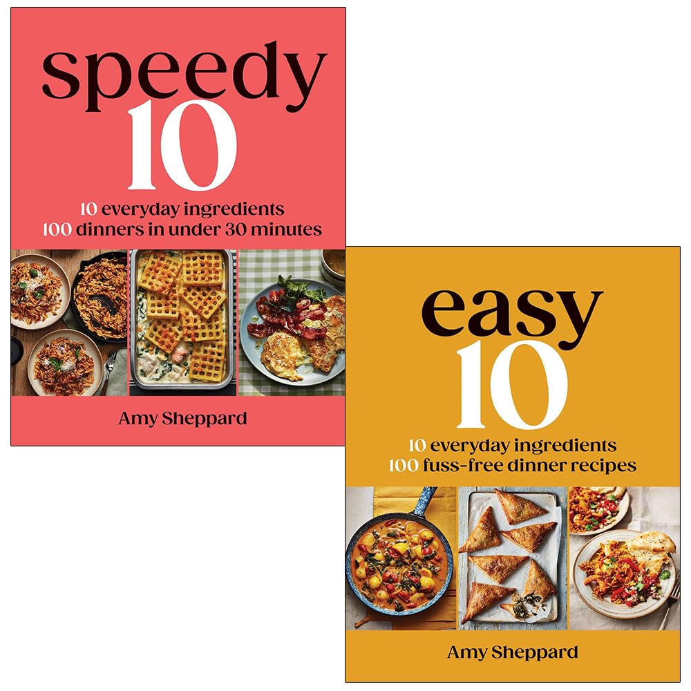 Front covers of Amy Sheppard's Speedy 10 and Easy 10 hardcover cookbook 2-book collection set