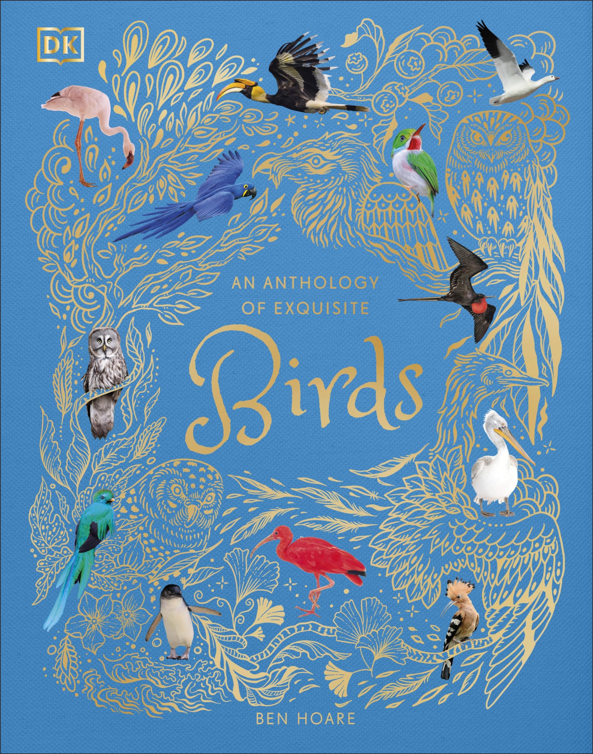 Front cover of An Anthology of Exquisite Birds by Ben Hoare, DK Children's Anthologies hardcover gift book for ages 7-9 with foil detailing