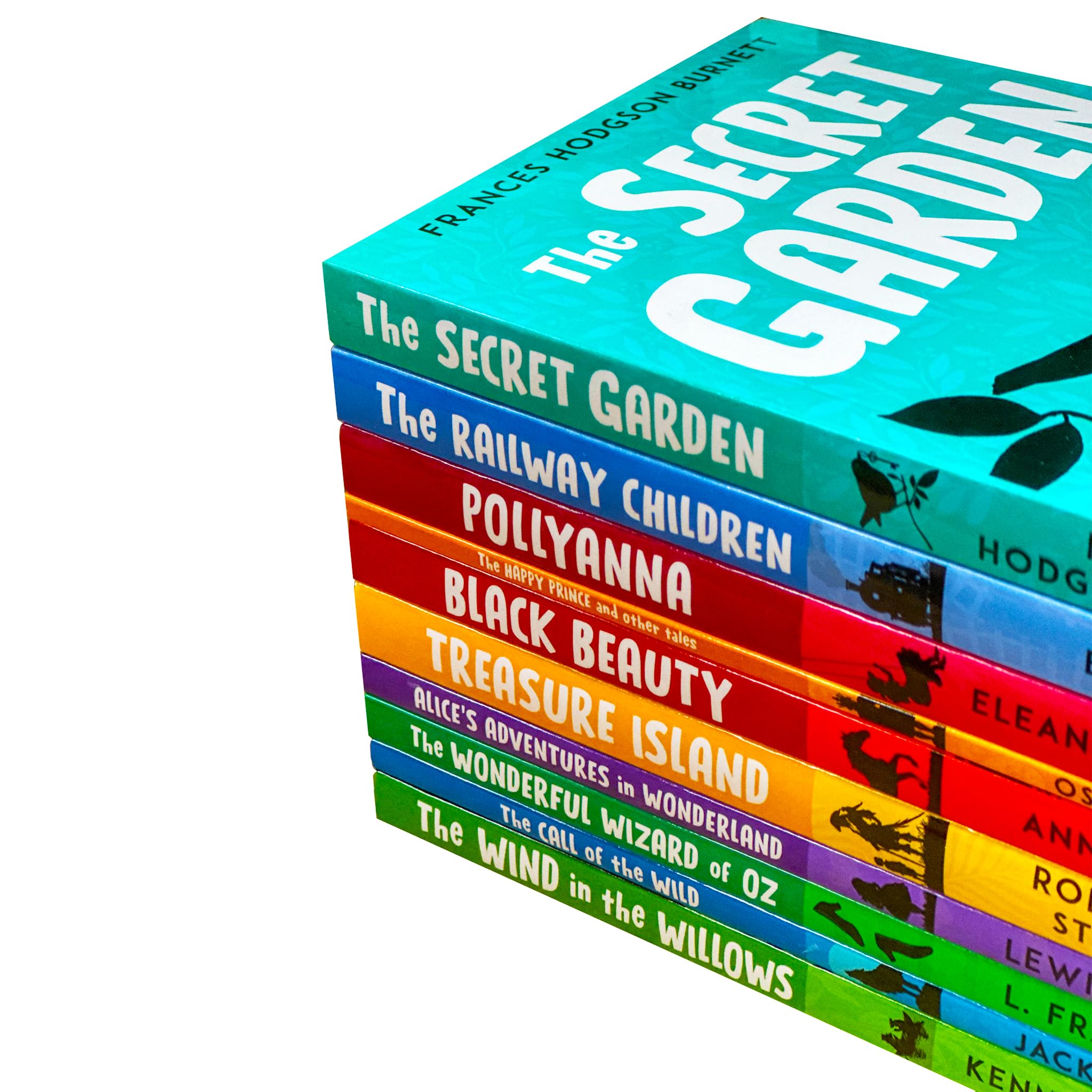 Full set of Andersen Press Children's Classics paperbacks fanned out, showing Treasure Island, Alice's Adventures in Wonderland and more
