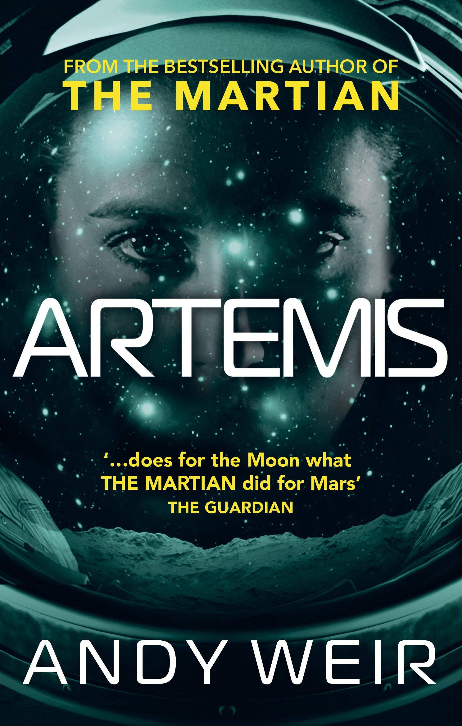 All three Andy Weir paperback novels fanned out together, showing the covers of Project Hail Mary, Artemis, and The Martian.