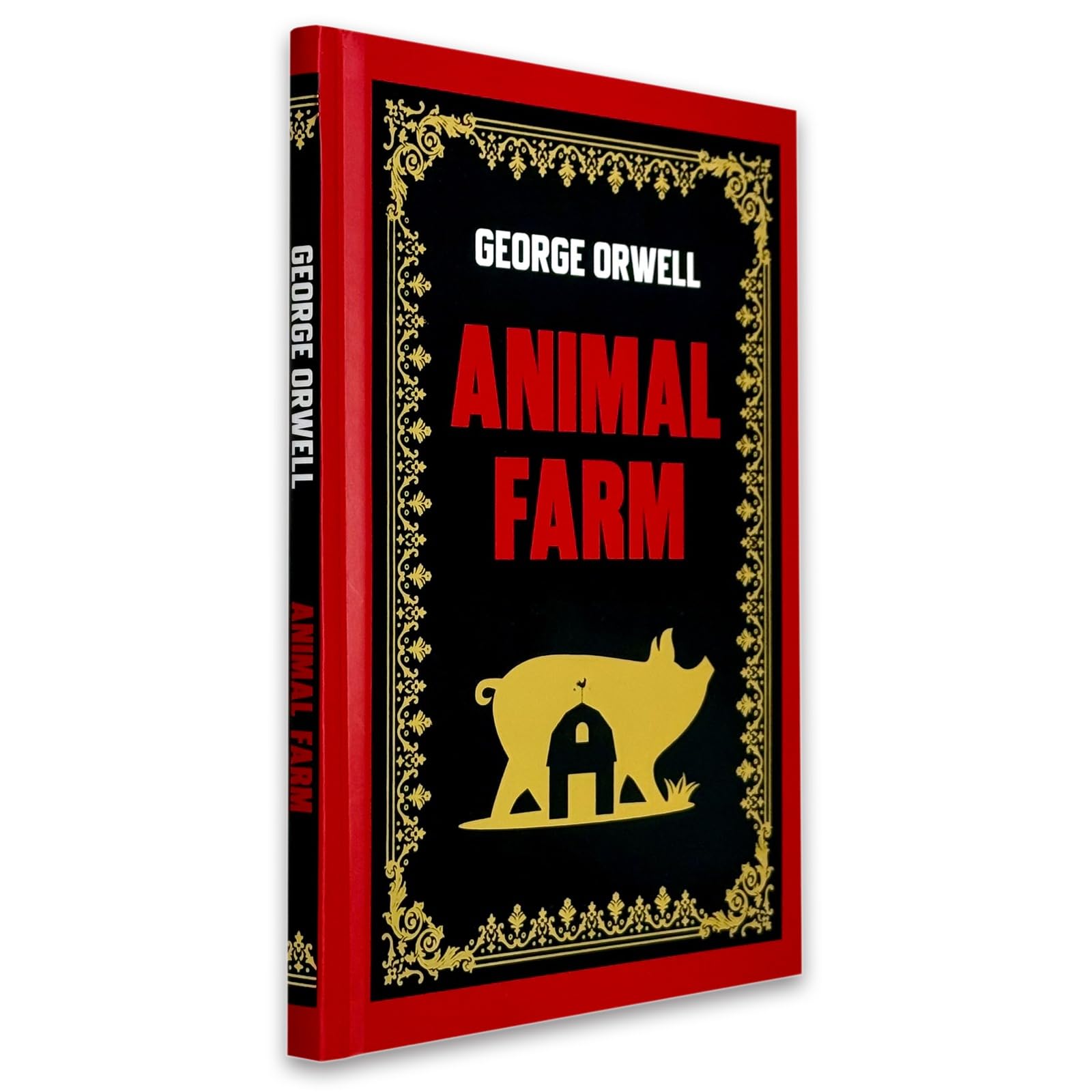 Close-up view of the beautifully sprayed page edges on the Animal Farm deluxe hardcover collector's edition