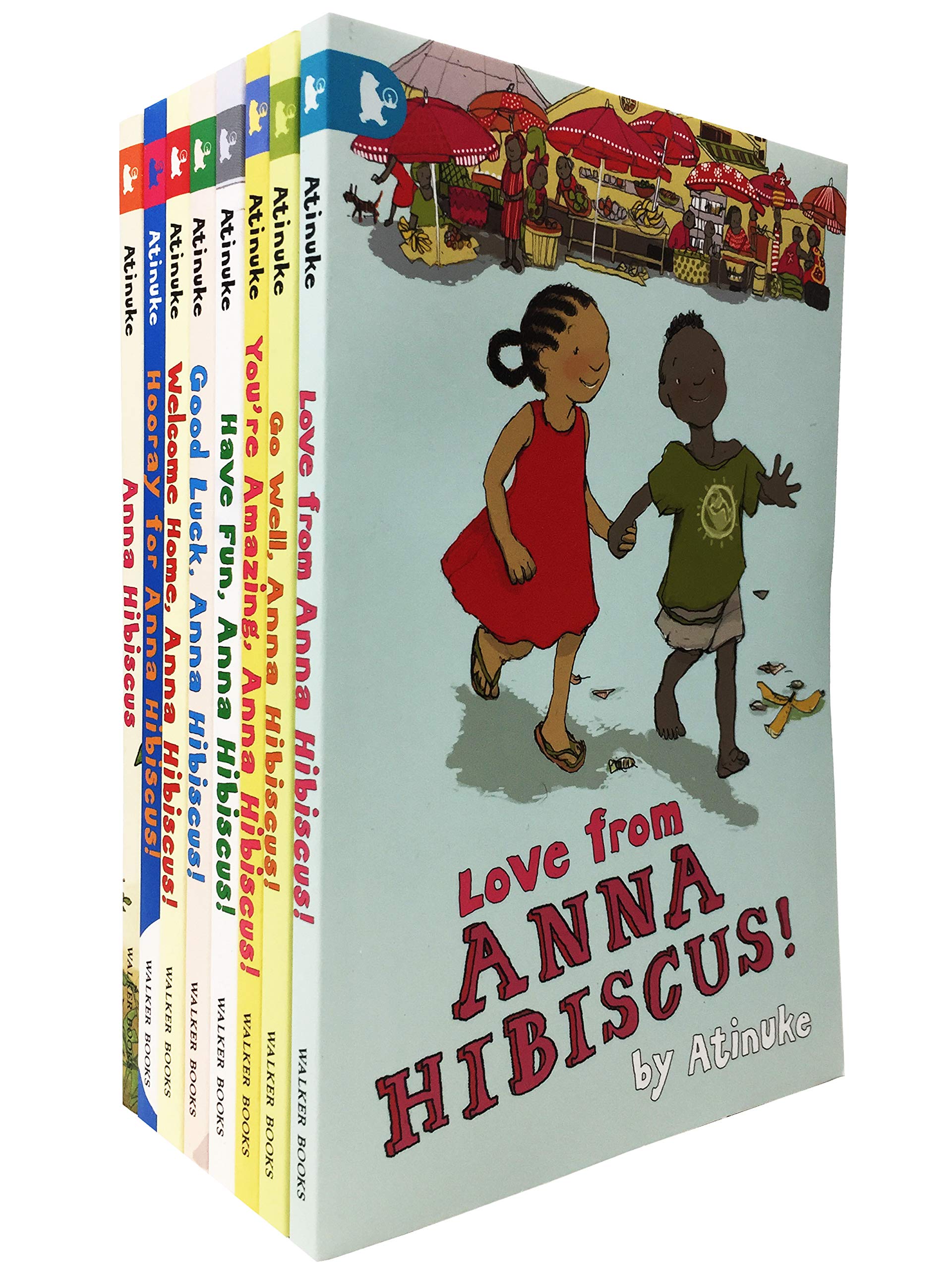 Anna Hibiscus 8 Book Collection Set by Atinuke - paperback box set front cover artwork, ages 7-9