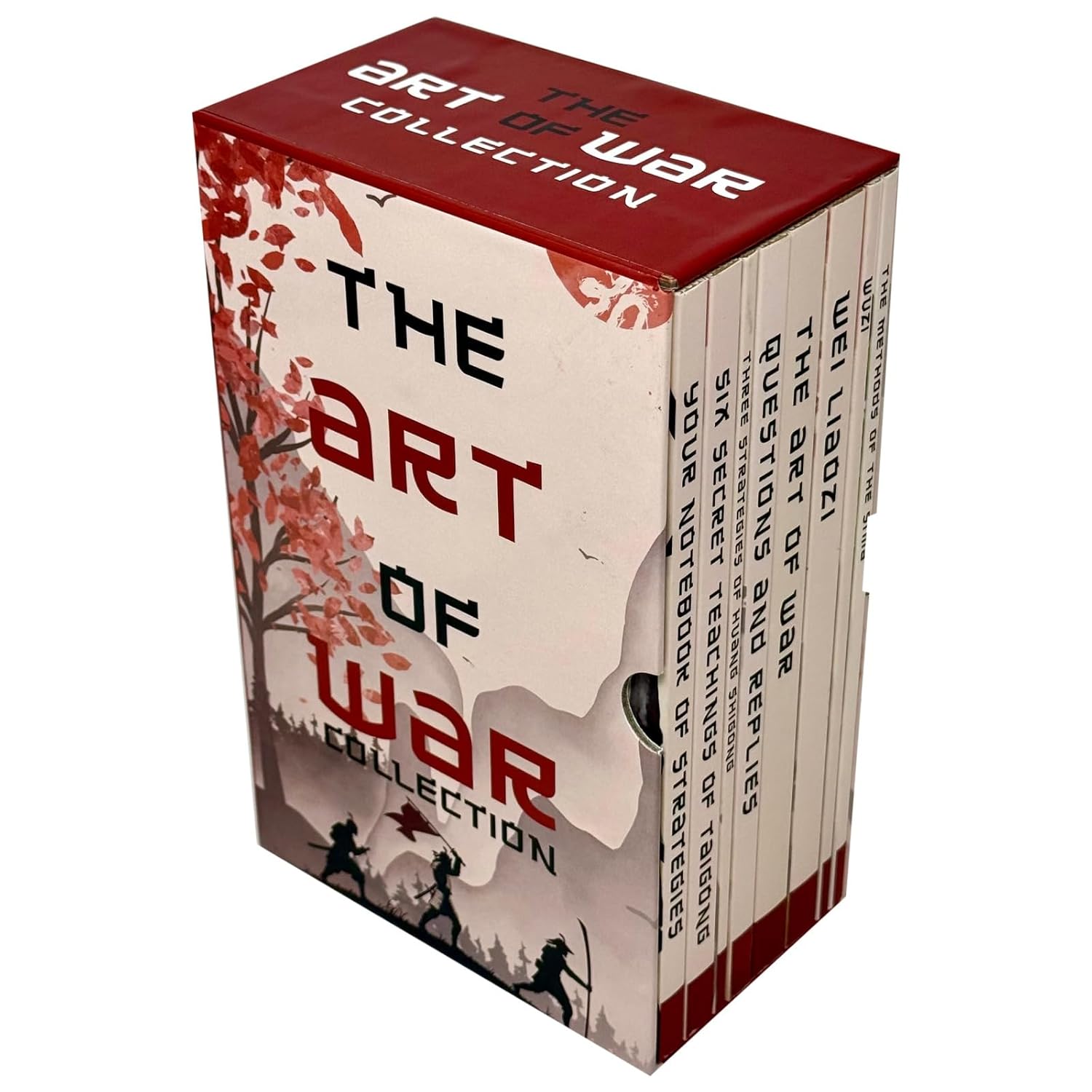 Close-up of the hard slipcase packaging for the Art of War 8-book paperback strategy collection