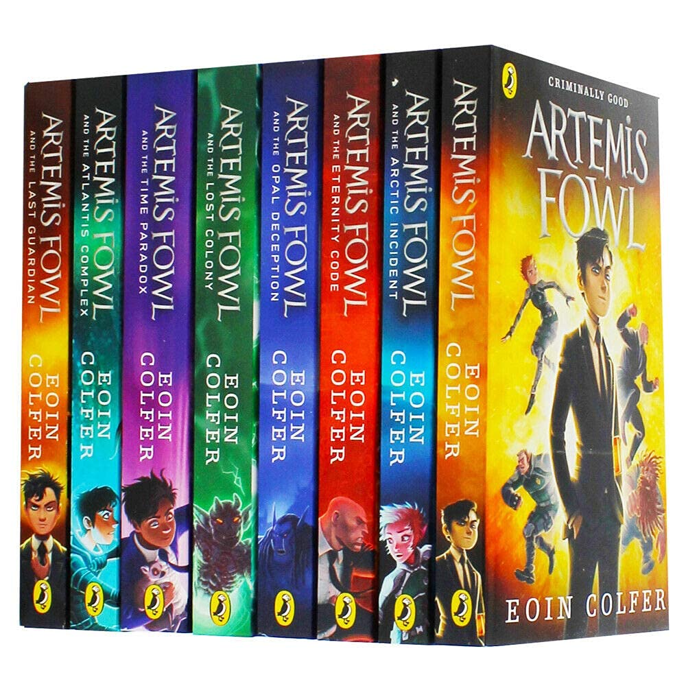 Artemis Fowl 8 Books Collection Set - all eight paperback titles fanned out showing spines and covers