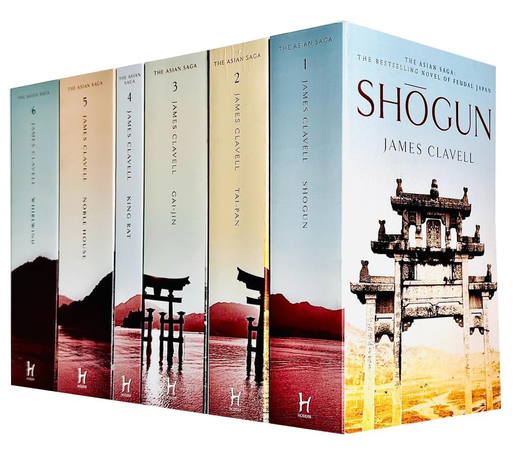 Front cover view of the Asian Saga 6 books collection set by James Clavell, showing all six paperback novels with full cover art.