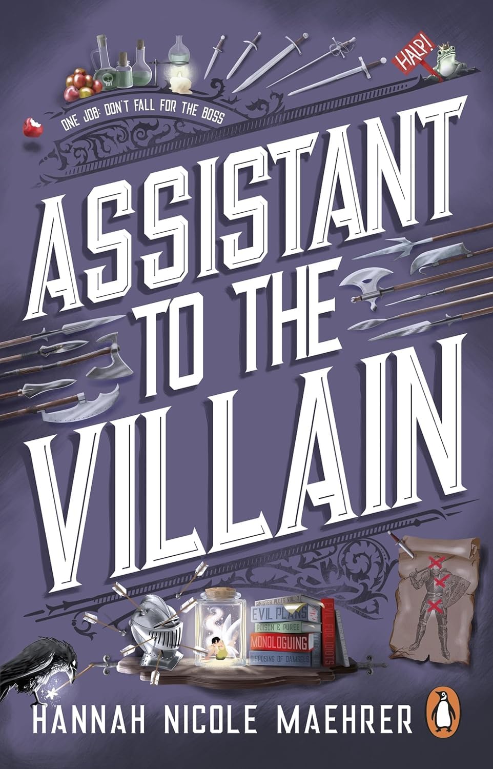 Close-up front cover of Assistant to the Villain paperback by Hannah Nicole Maehrer