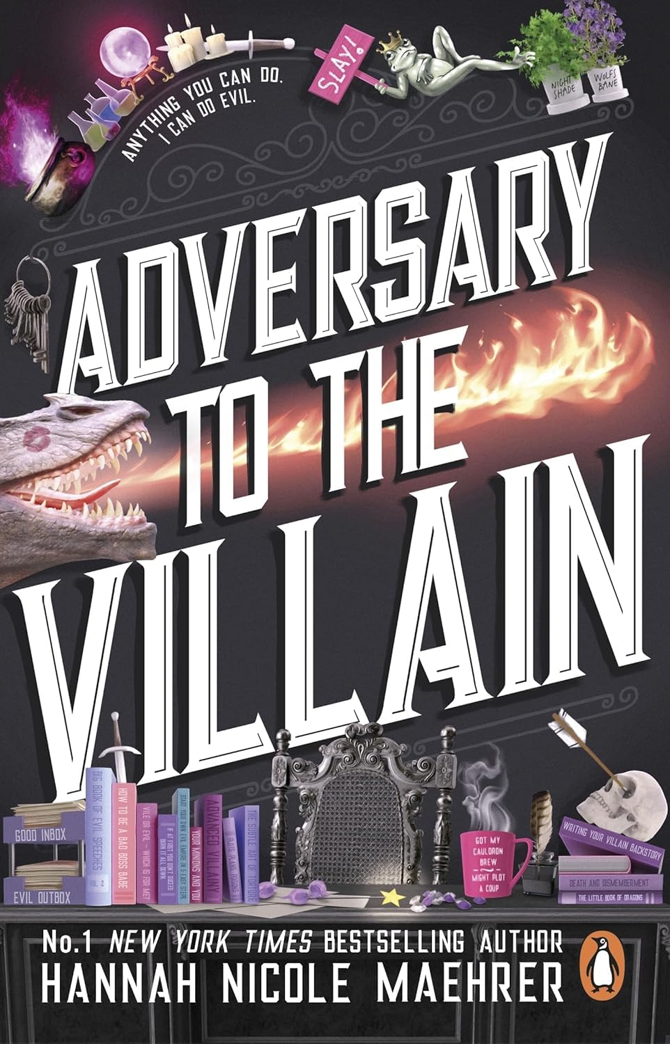 Close-up front cover of Adversary to the Villain paperback, final book in the four-book set by Hannah Nicole Maehrer