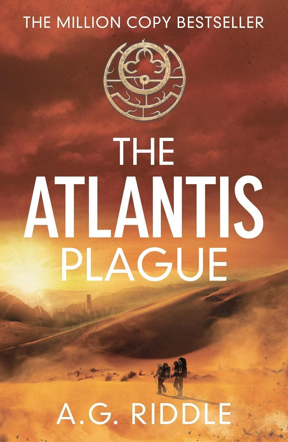 Close-up of The Atlantis Gene paperback cover from the Atlantis Trilogy collection set