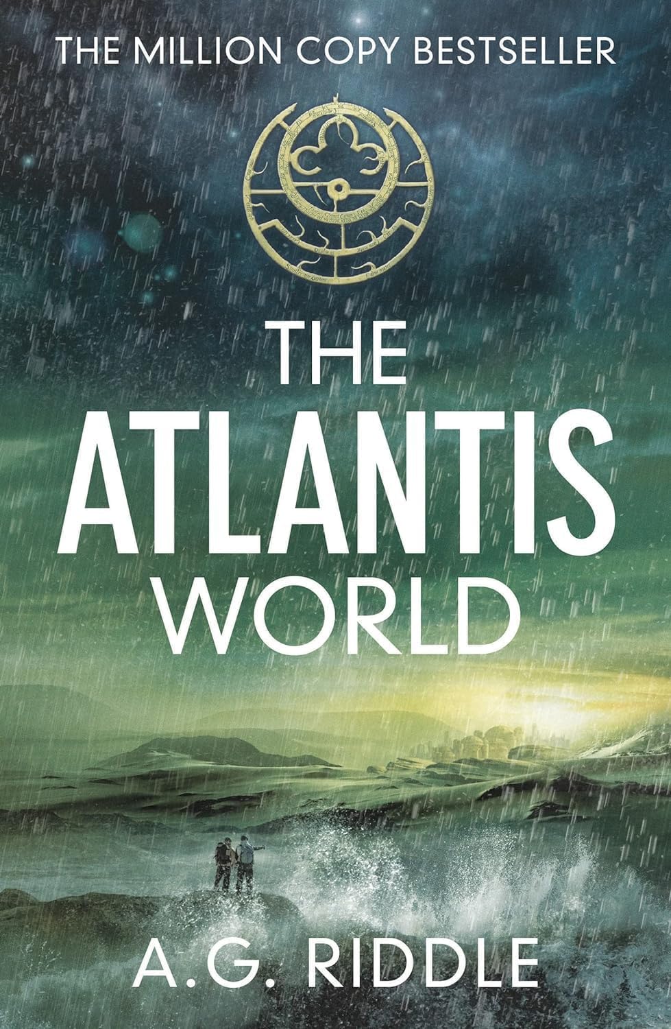 Back cover and spine detail of the Atlantis Trilogy paperback collection set by A.G. Riddle