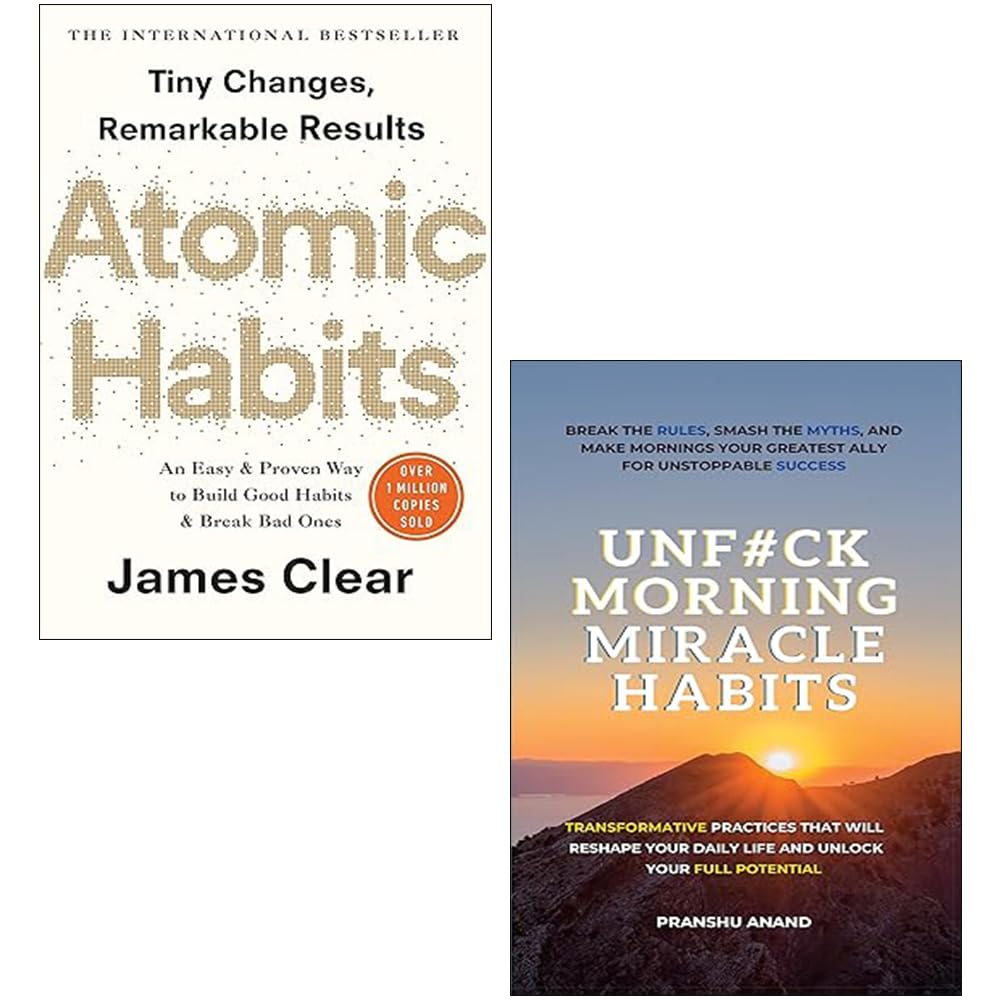Atomic Habits and UnF#ck Morning Miracle Habits 2 books collection set paperback - front covers