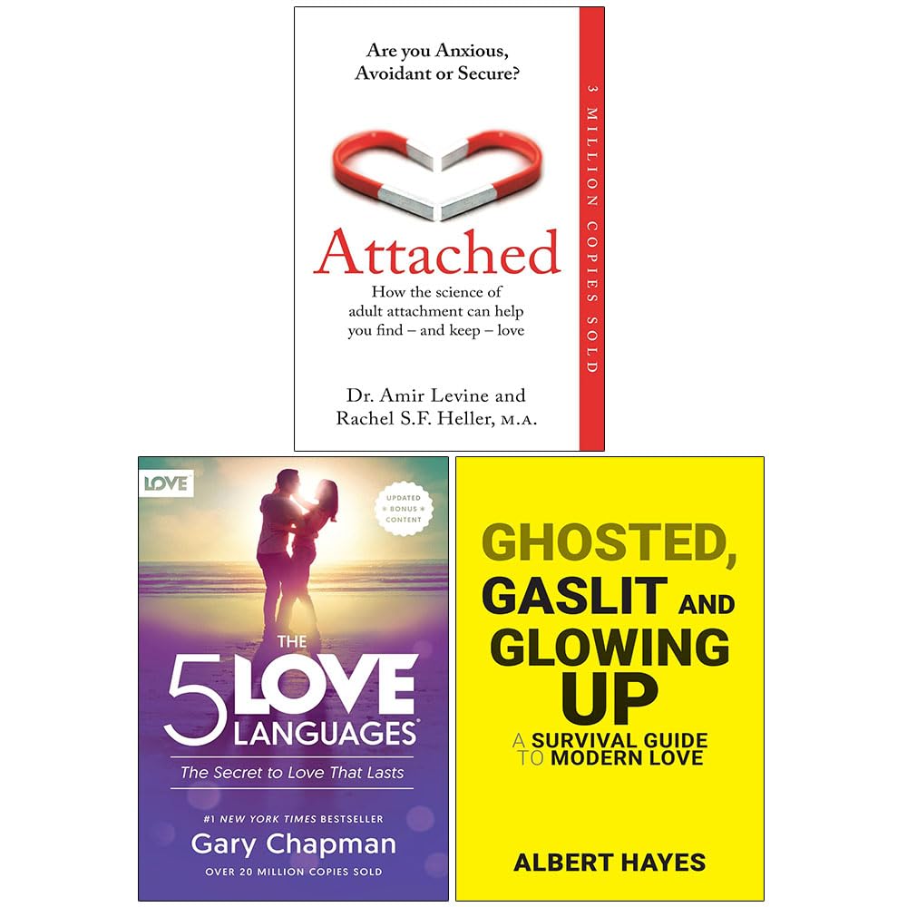 Front cover of Attached, The 5 Love Languages & Ghosted, Gaslit & Glowing Up 3 books paperback collection set