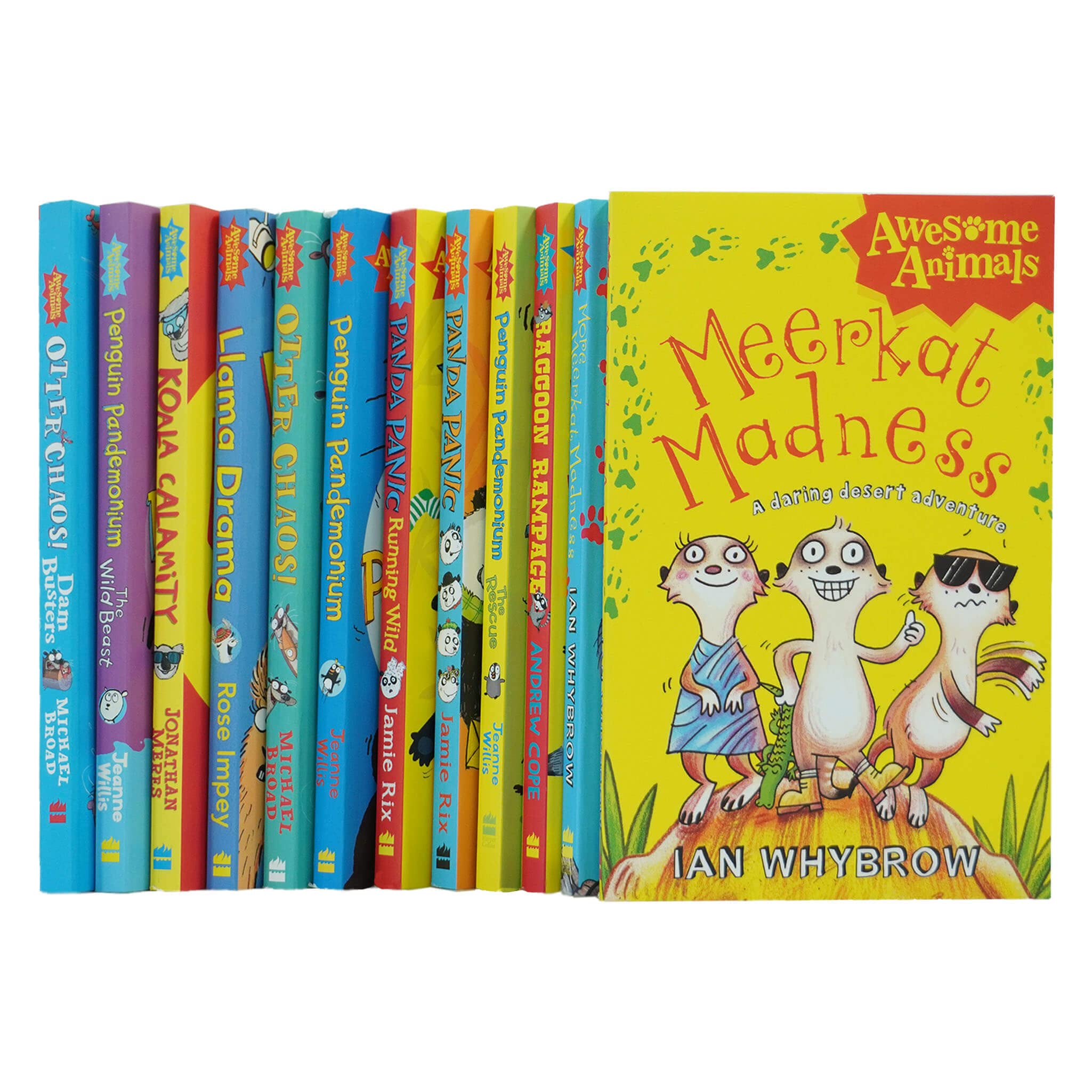 Front cover of the Awesome Animals 12 Books Collection Set by Jonathan Meres, paperback chapter books for ages 5-8